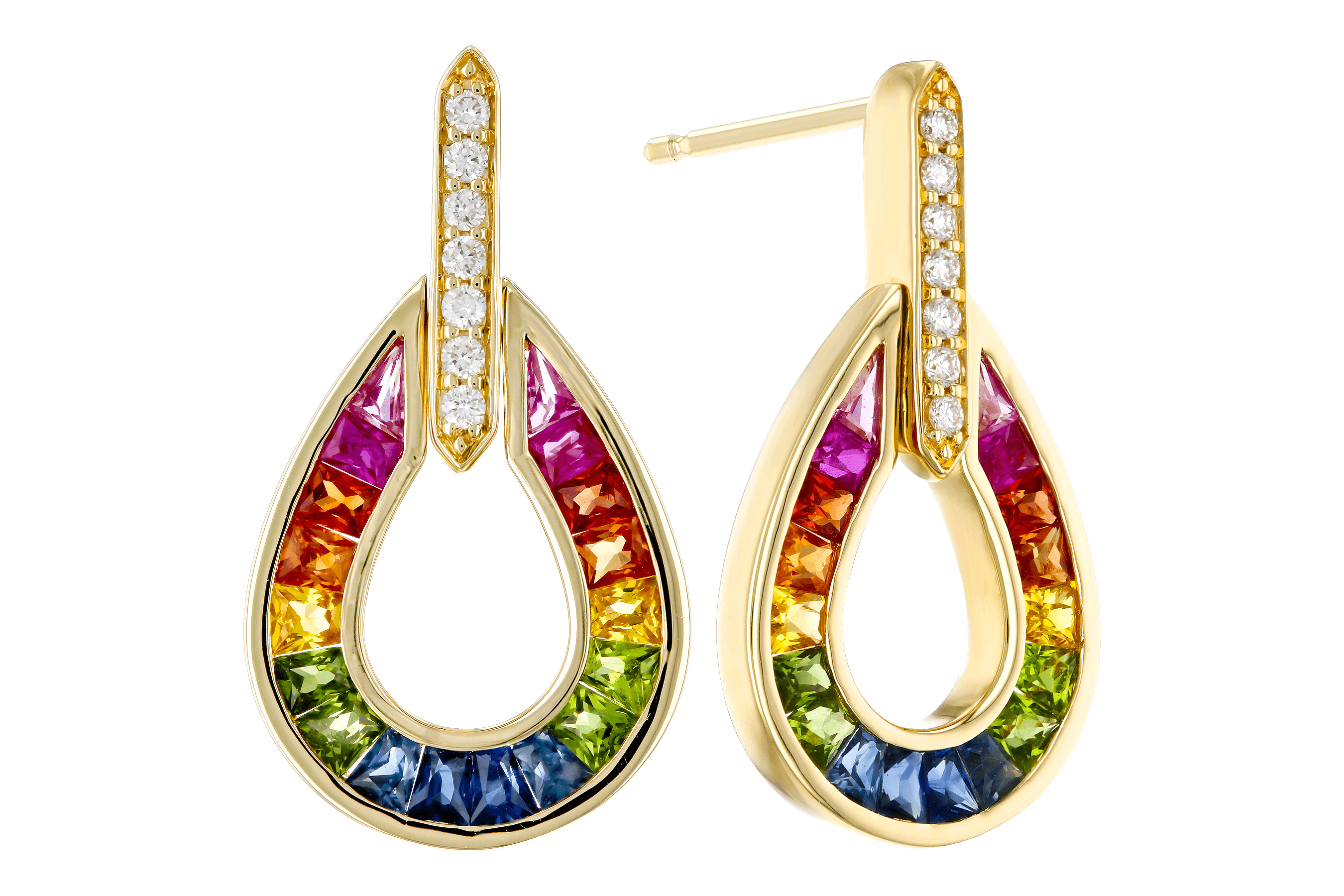 A274-66671: EARRINGS 1.18 MULTI-COLOR SAPP 1.25 TGW