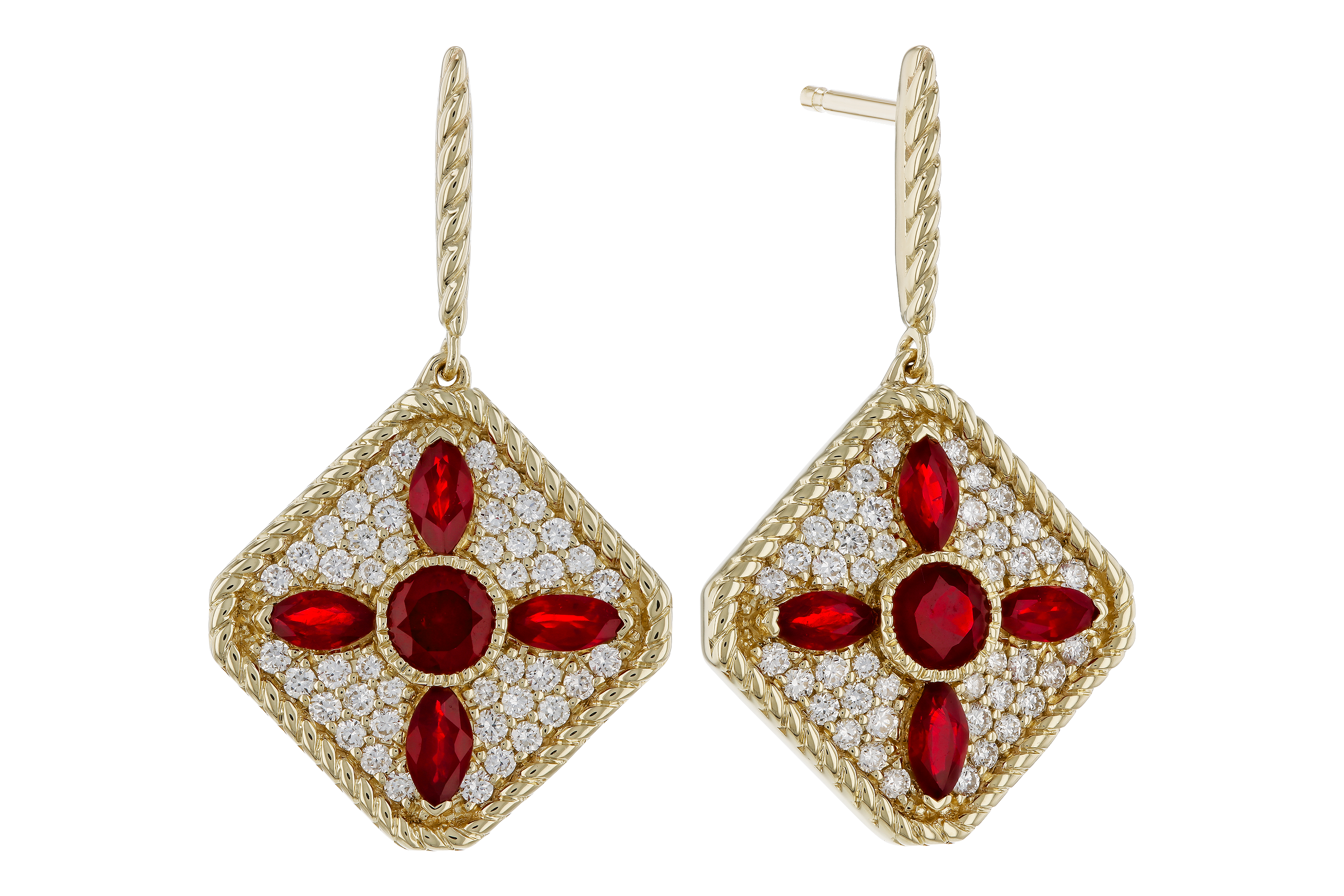A274-68480: EARRINGS .99 TW RUBY 1.42 TGW