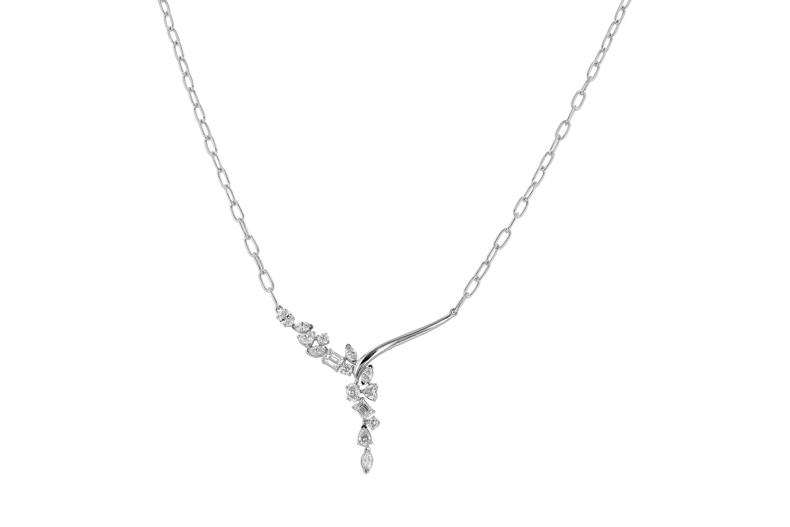 B273-79408: NECKLACE 1.22 TW FANCY CUT DIAMONDS (18")