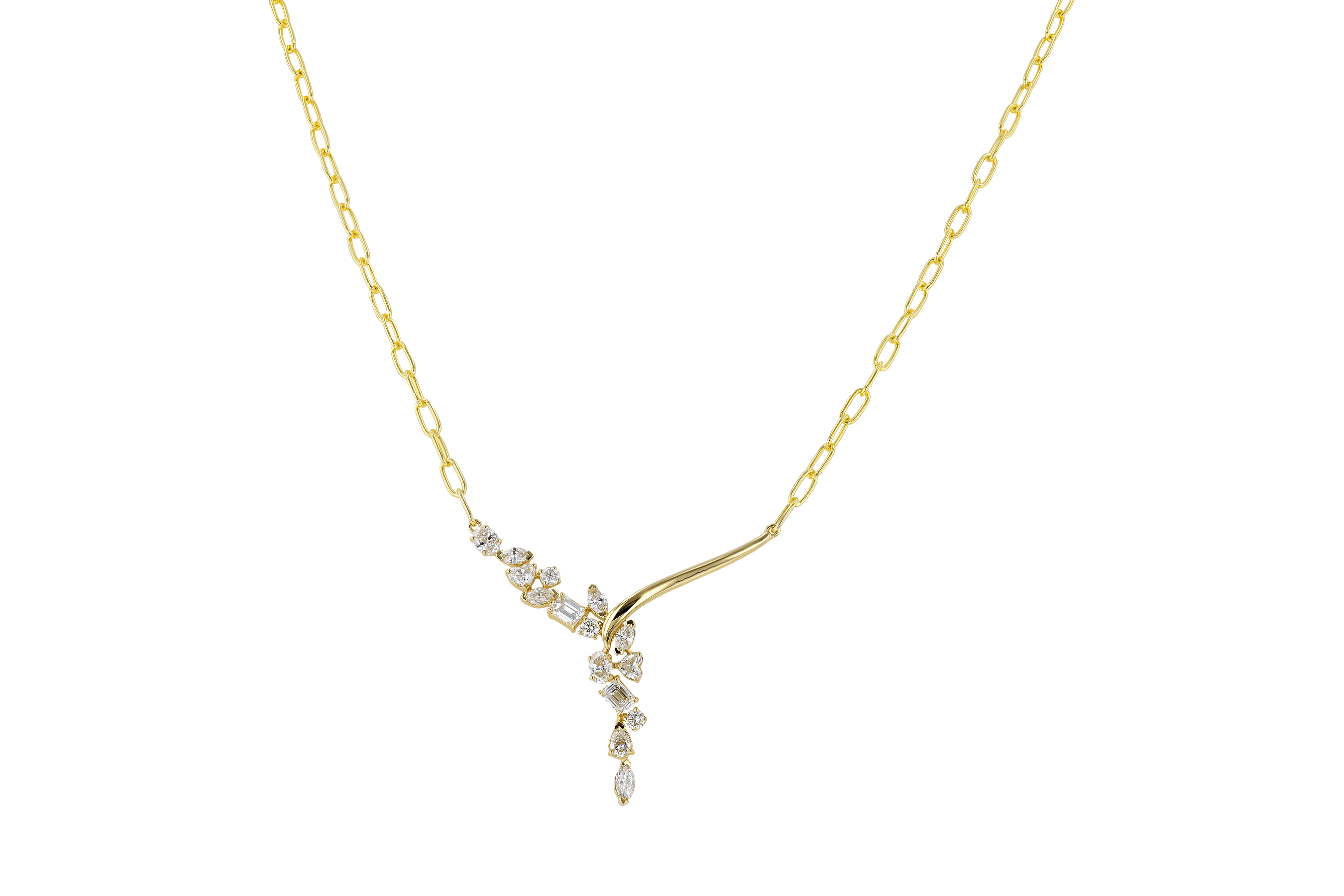 B273-79408: NECKLACE 1.22 TW FANCY CUT DIAMONDS (18")
