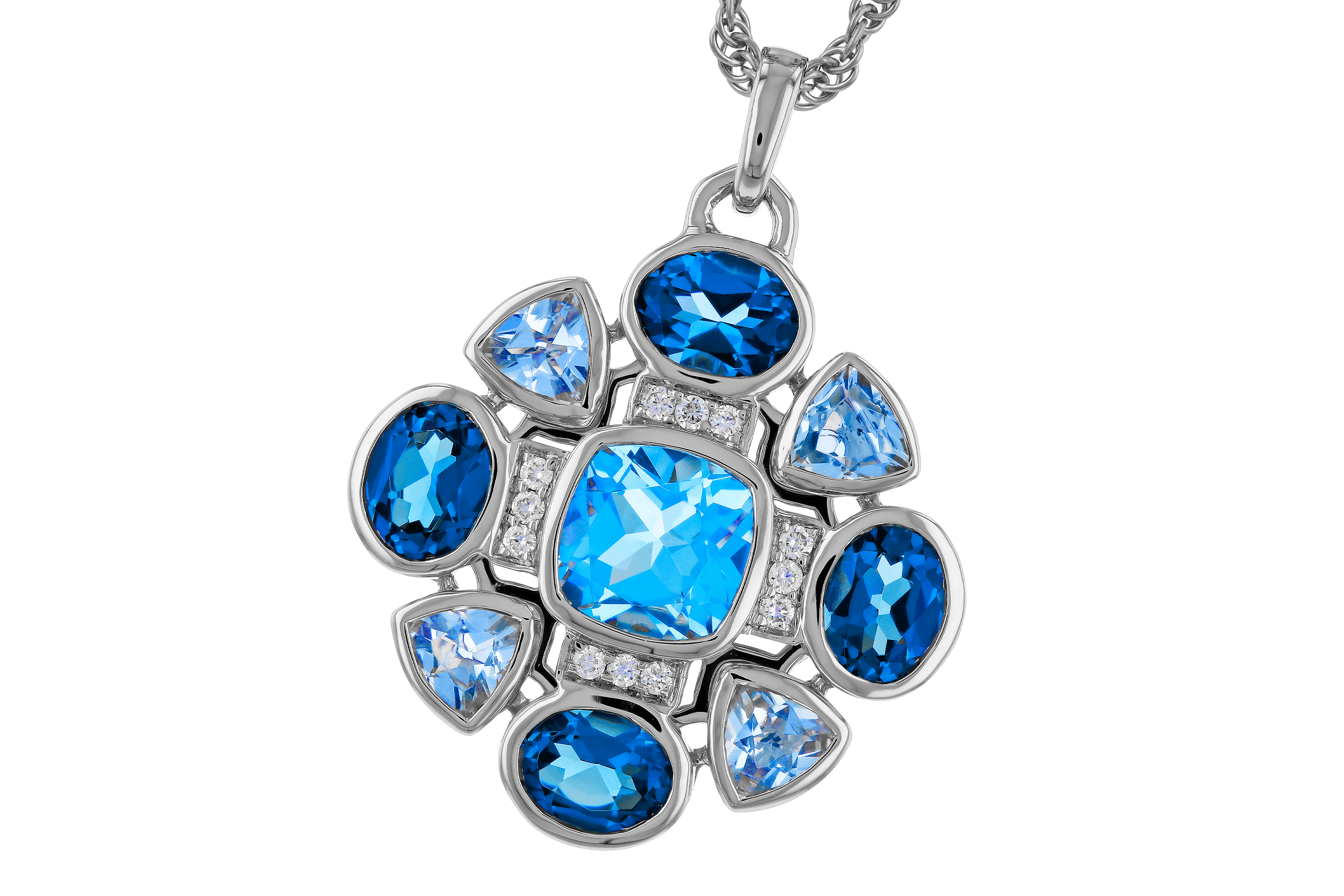 B274-66644: NECKLACE 3.19 TW BLUE TOPAZ 3.25 TGW