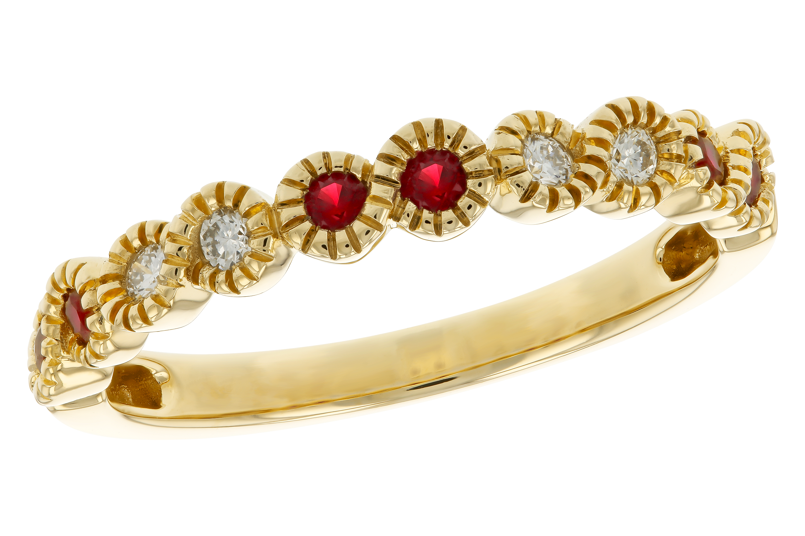 B274-70344: LDS WED RG .16 TW RUBY .25 TGW