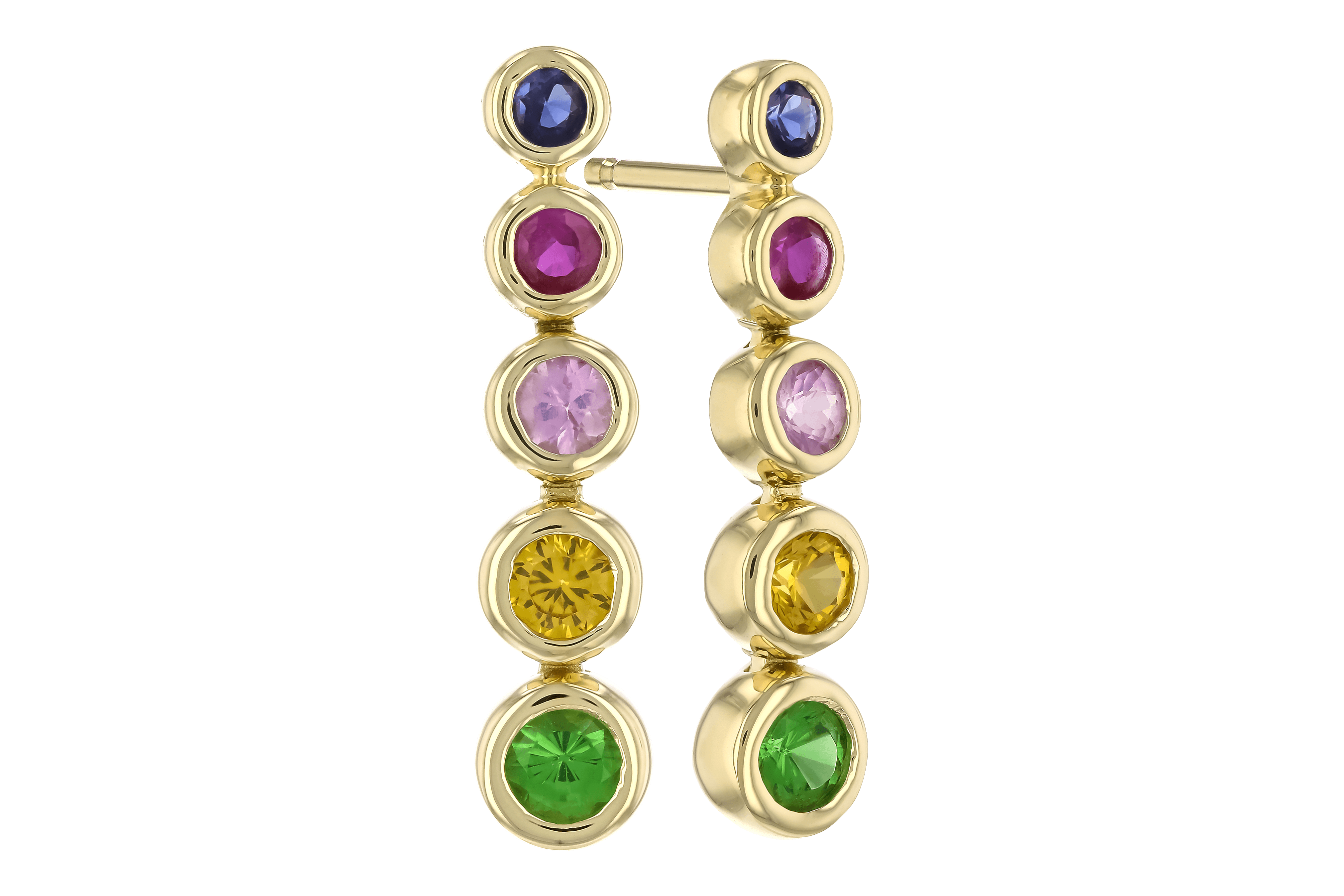 C273-81271: EARR .60 TW MULTI-COLOR SAPPH & GREEN GARNET