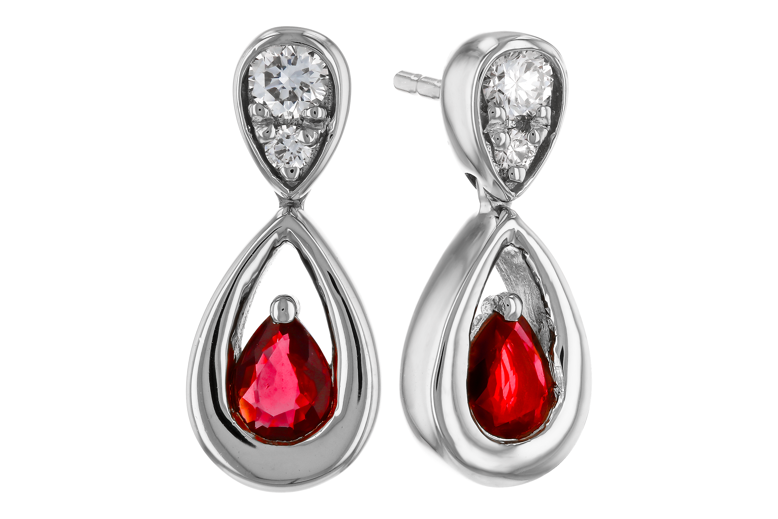 C274-66680: EARRINGS .40 RUBY .52 TGW (4x3 RUBY)