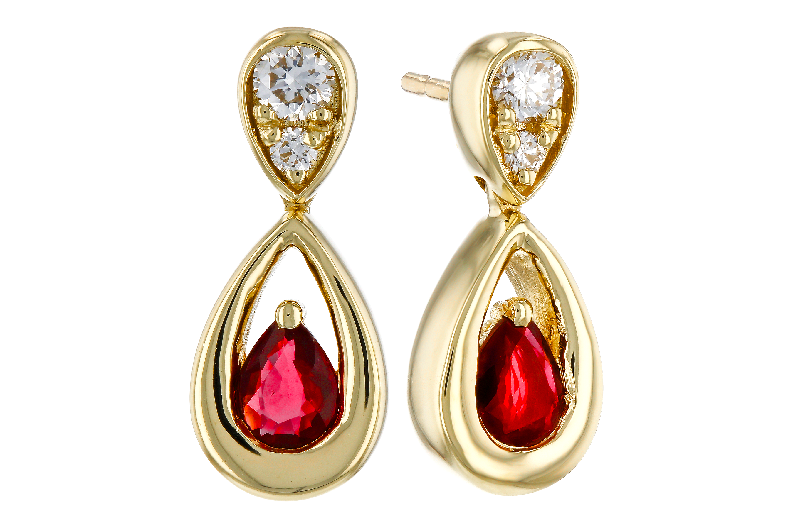 C274-66680: EARRINGS .40 RUBY .52 TGW (4x3 RUBY)