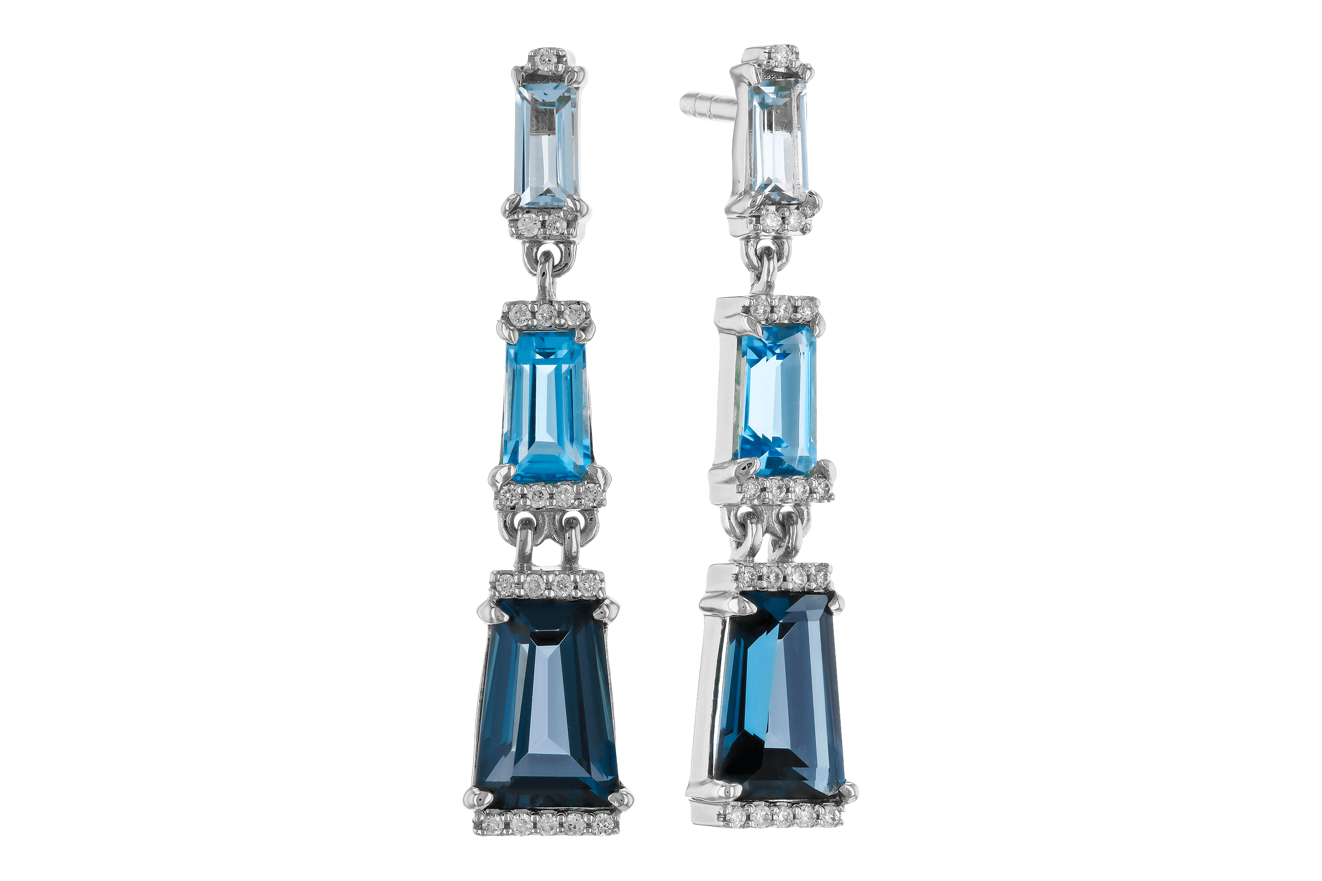 C274-67580: EARRINGS 2.55 BLUE TOPAZ 2.62 TGW