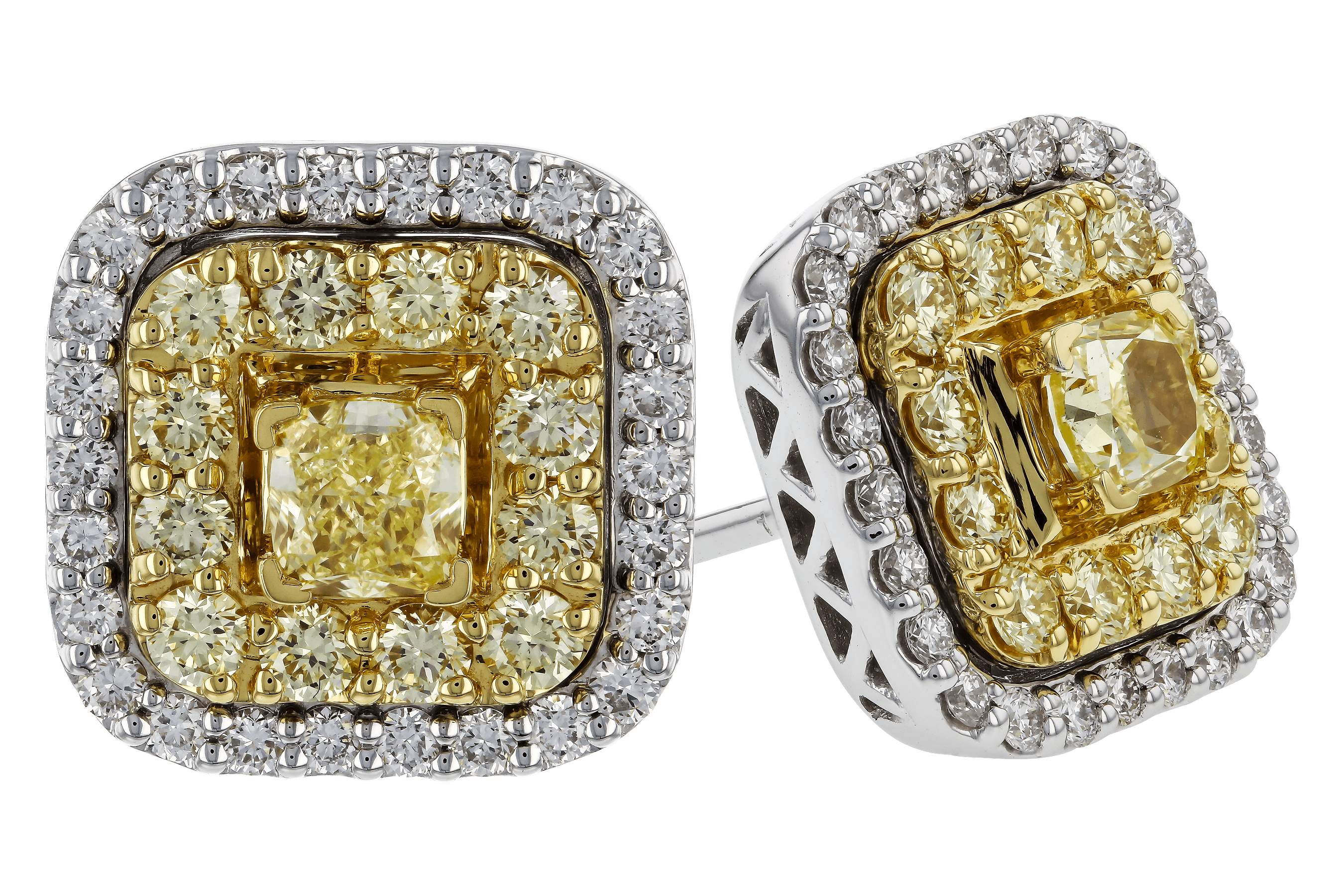 C274-67598: EARR .46 TW FANCY YELLOW DIAS 1.30 TW