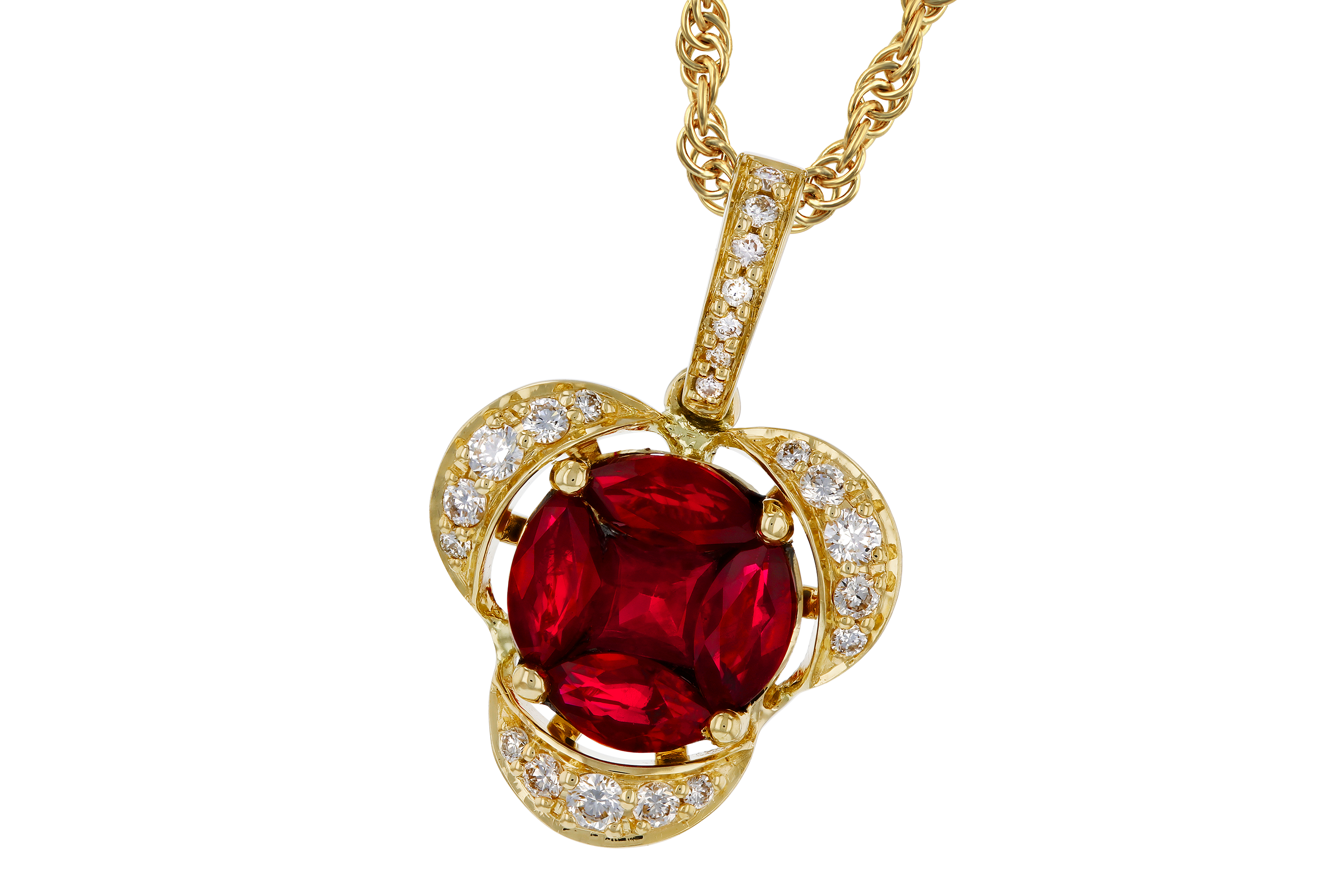 C274-69426: NECKLACE .86 TW RUBY 1.00 TGW