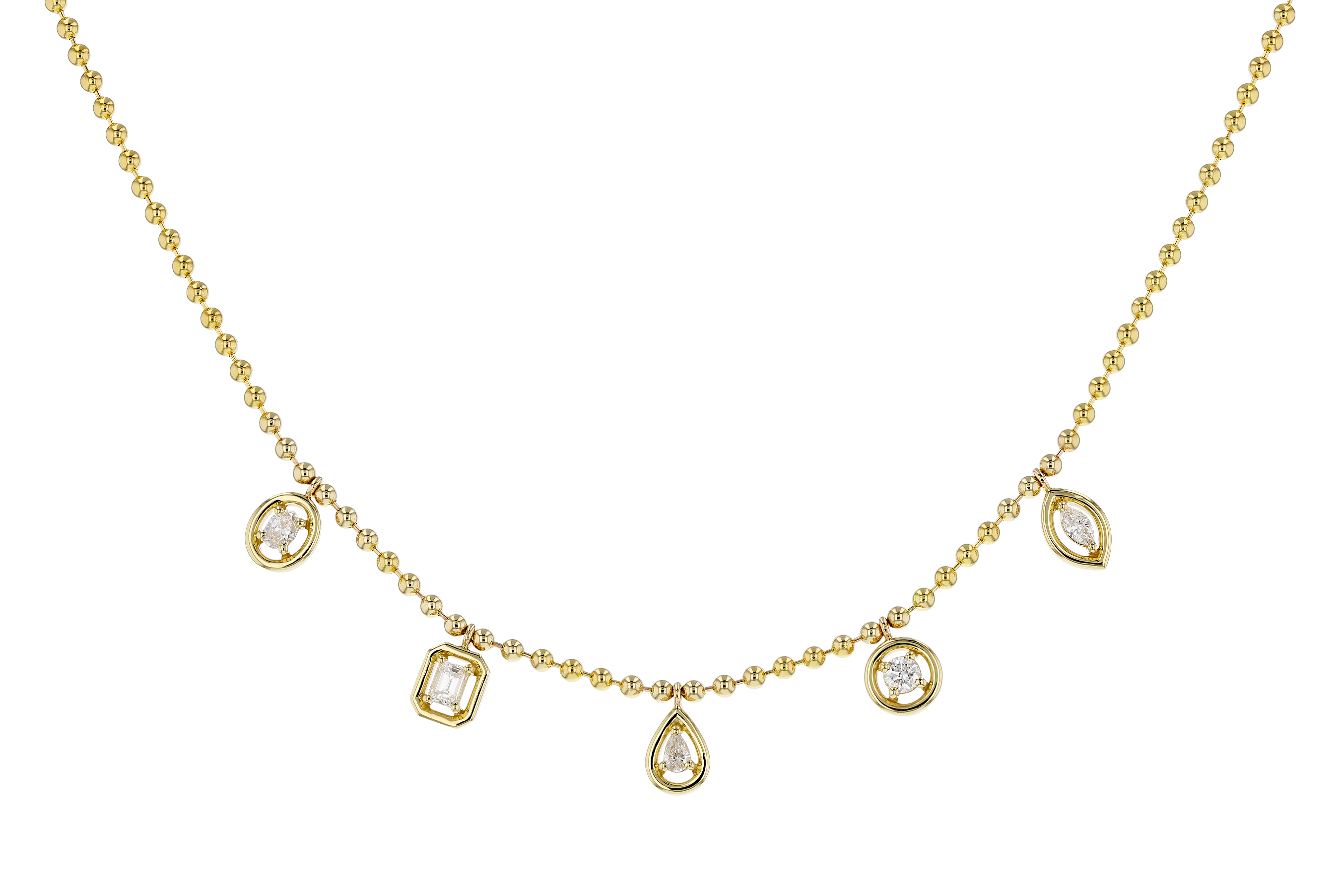 C274-71244: NECKLACE .50 TW FANCY CUT DIAS (18")