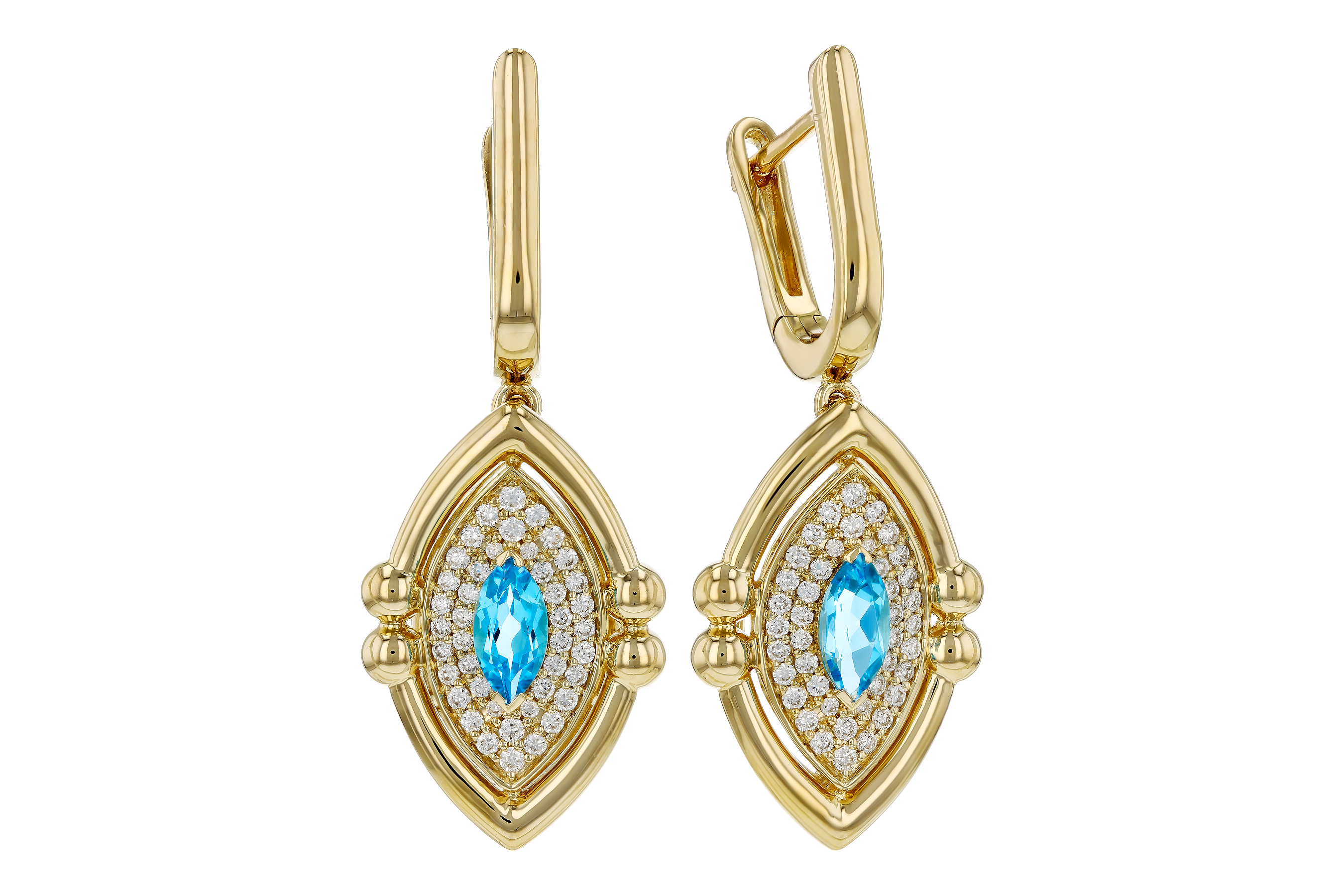 C275-54871: EARRINGS .50 TW BLUE TOPAZ .78 TGW (6x3MM BT)