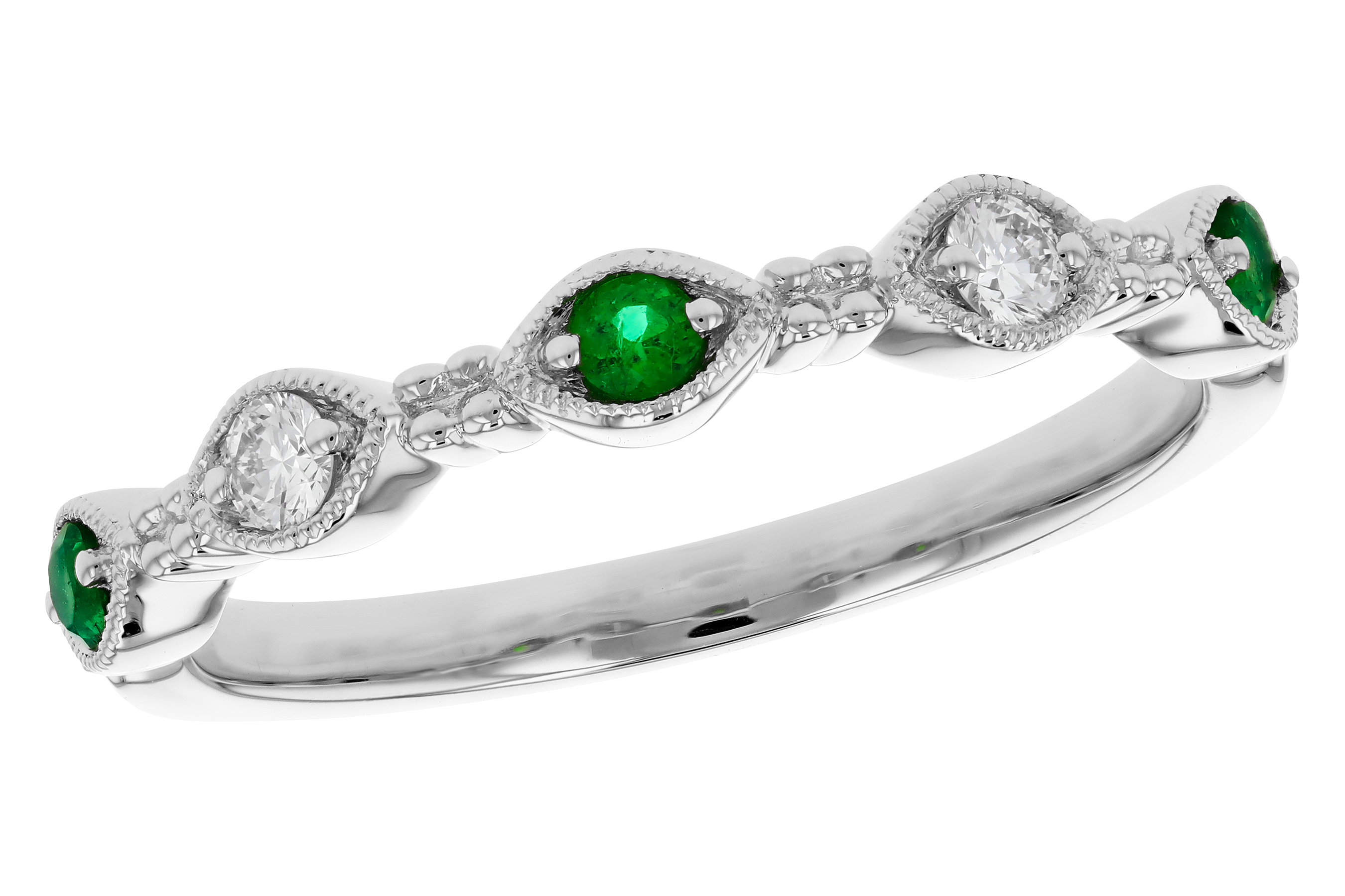 C275-54898: LDS WED RG .10 TW EMERALD .19 TGW