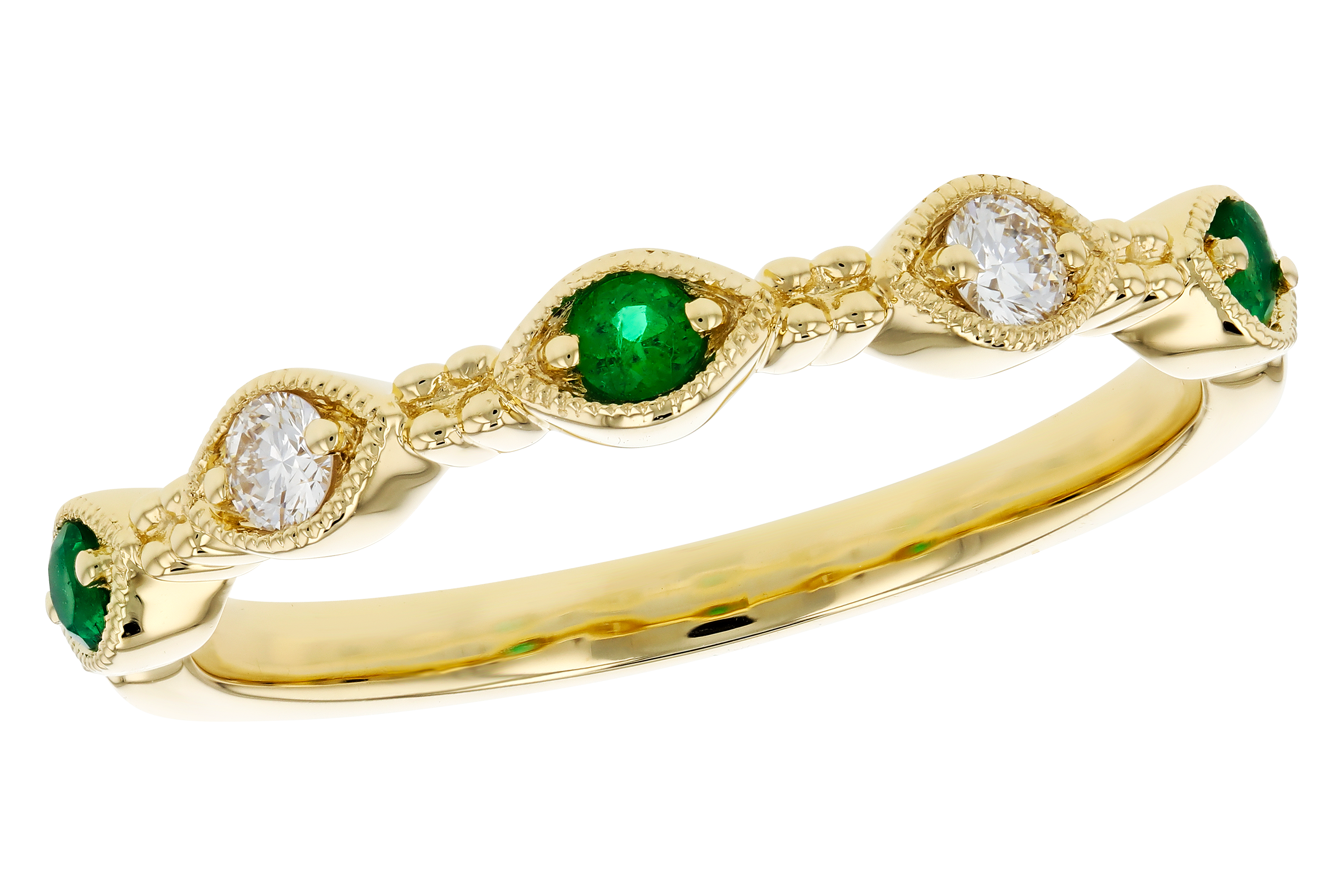 C275-54898: LDS WED RG .10 TW EMERALD .19 TGW