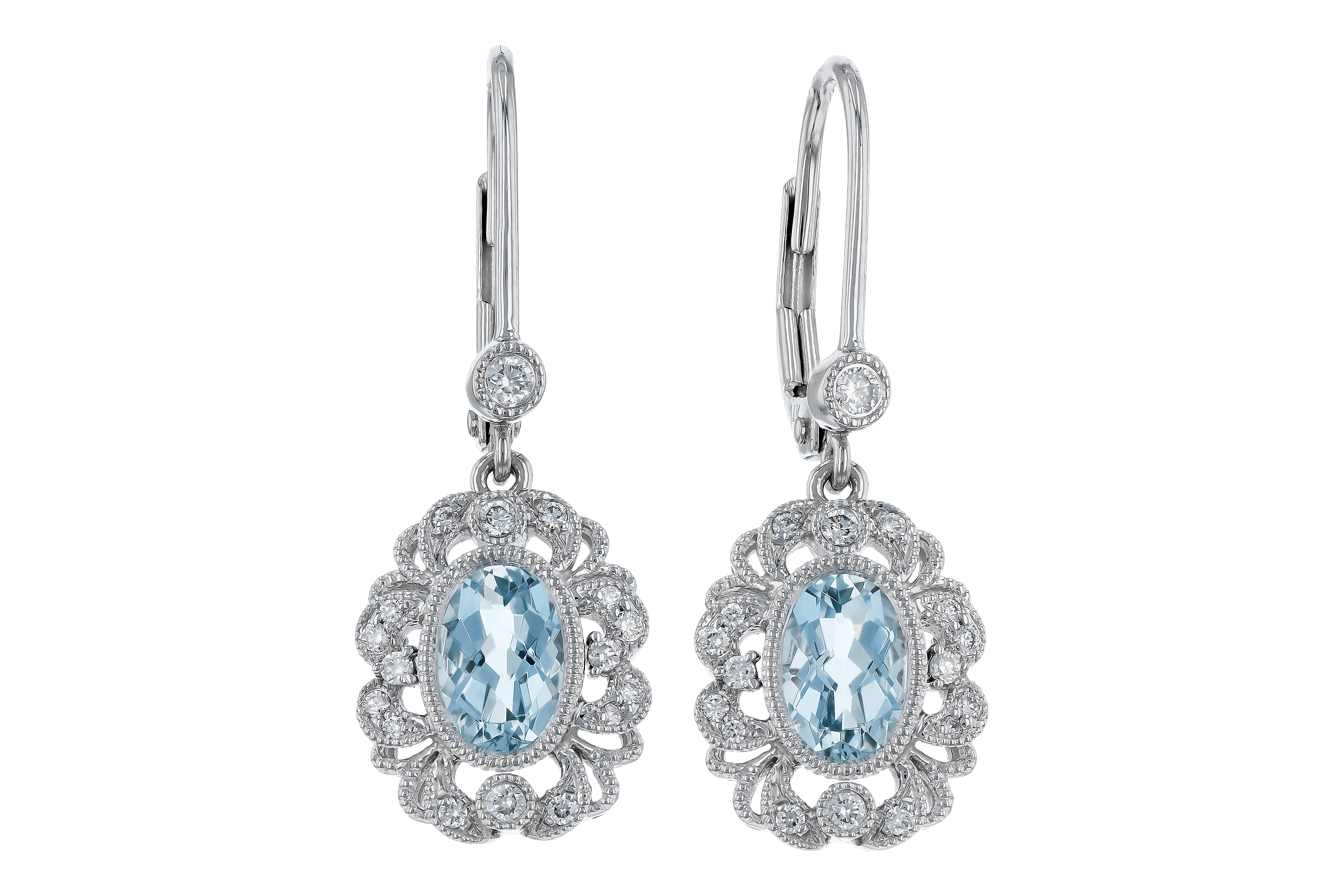 D274-64871: EARRINGS .75 TW AQUA .92 TGW (7x5MM AQUA)