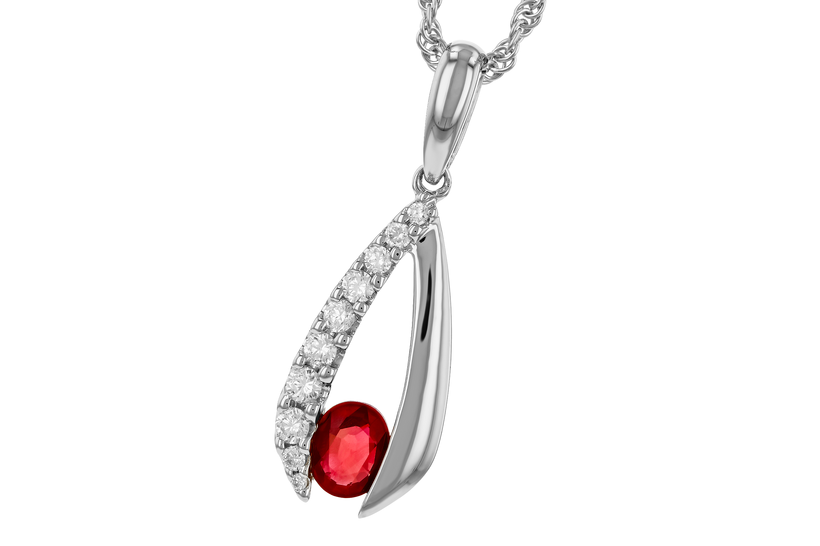 D274-68544: NECKLACE .34 RUBY .50 TGW (5x4 RUBY)
