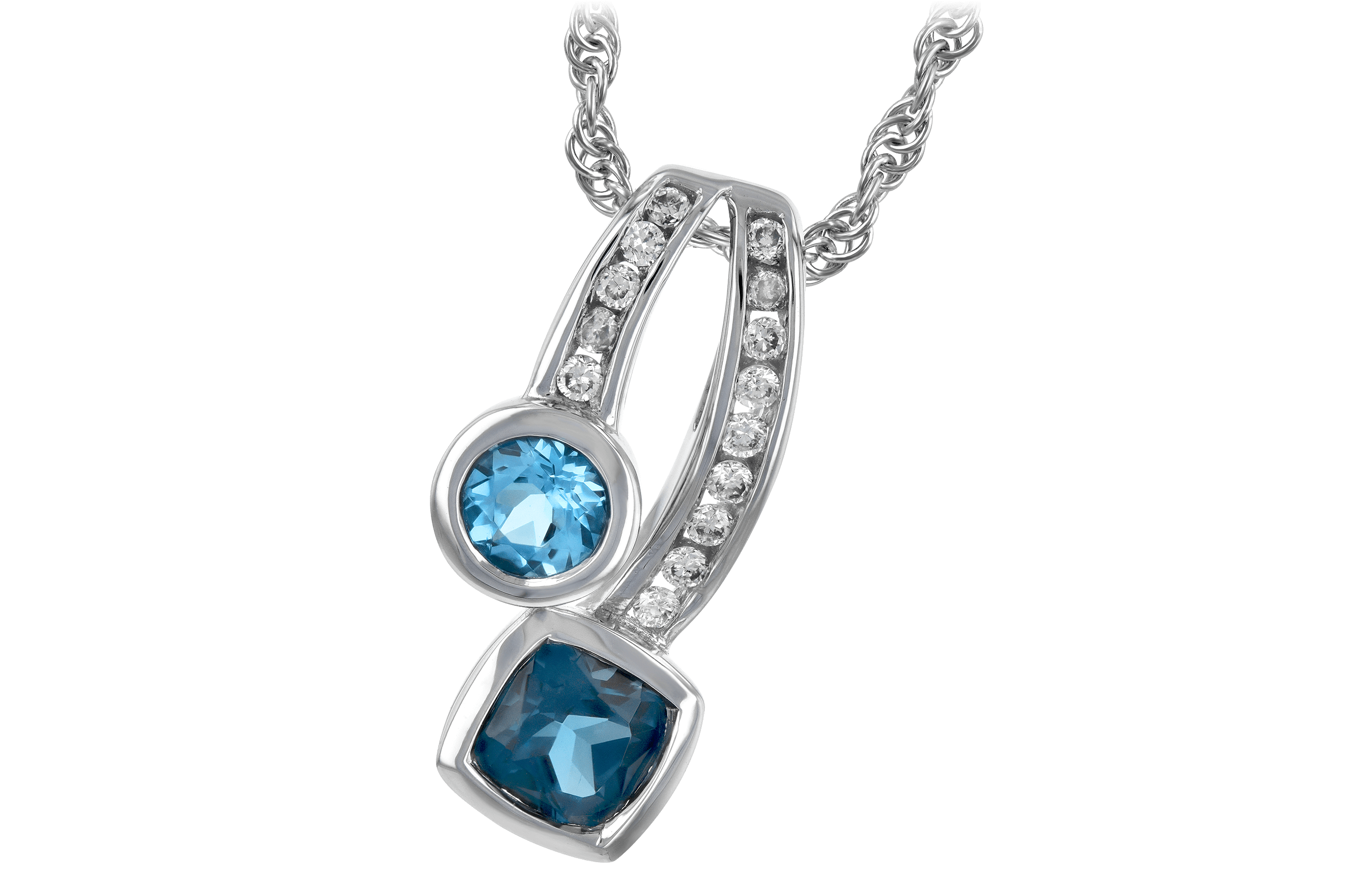 E189-26716: NECKLACE .91 TW BLUE TOPAZ 1.04 TGW