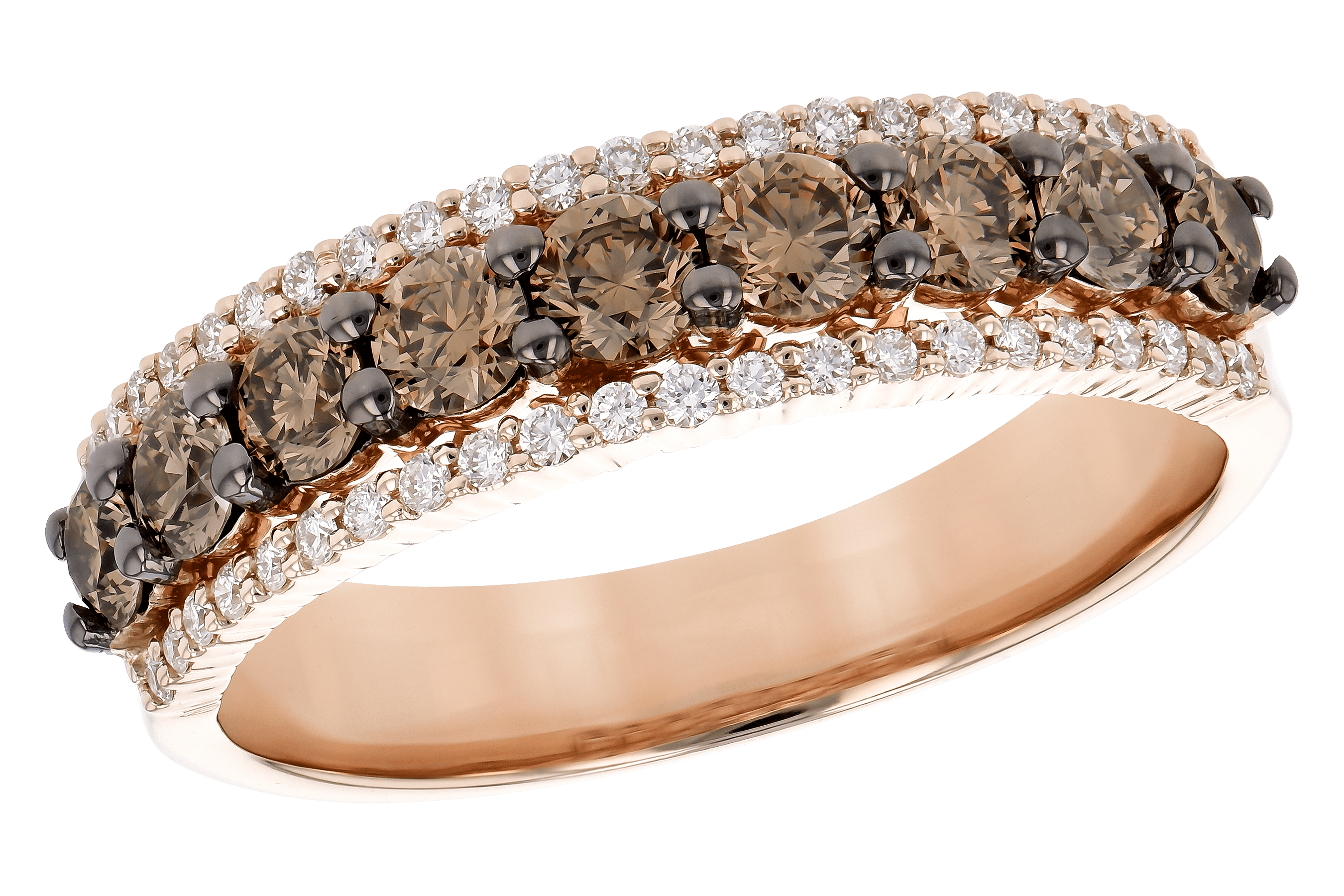 E272-89444: LDS WED RG .80 TW BROWN DIAS 1.00 TW