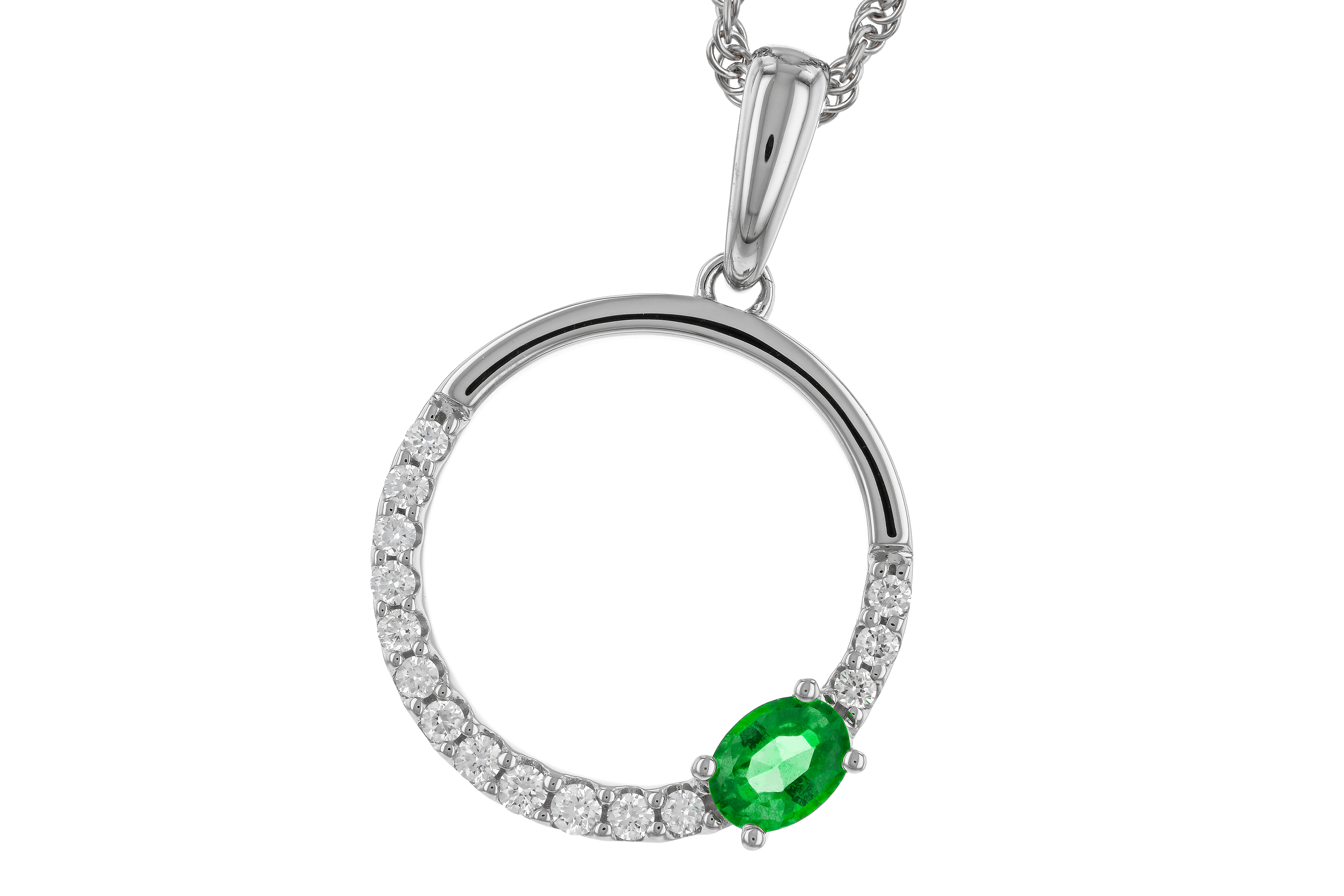 E274-66662: NECKLACE .19 EMERALD .34 TGW