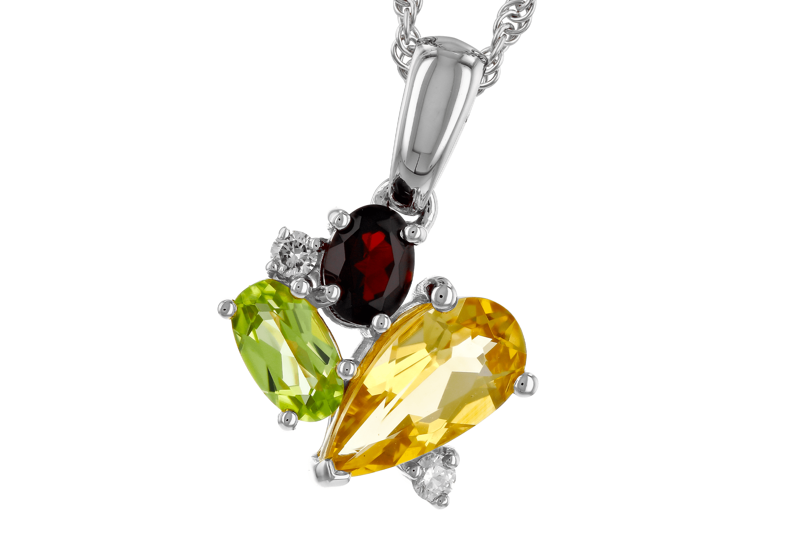 E274-66671: NECKLACE .79 SEMI PREC (CIT,PER,GAR) .82 TGW