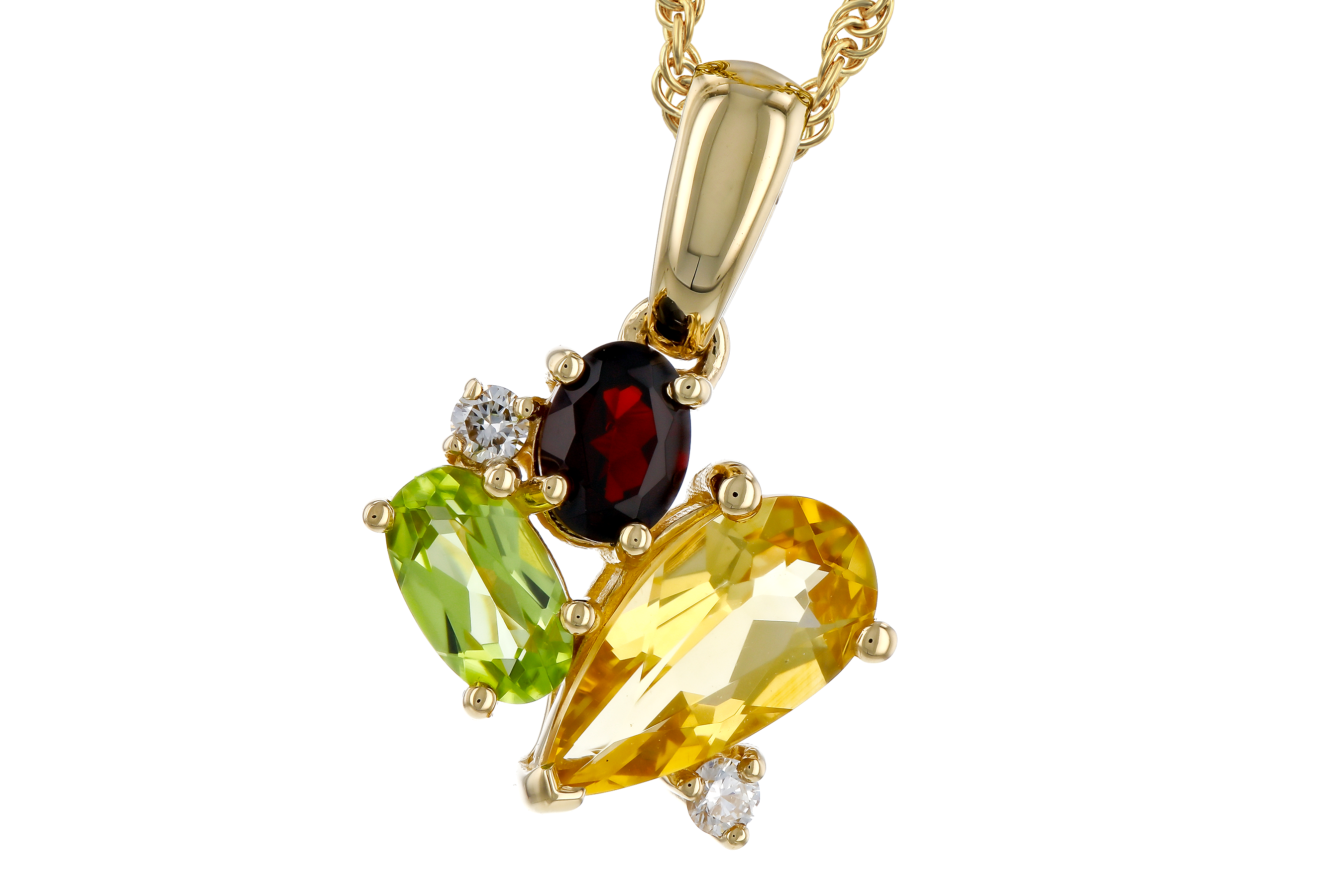 E274-66671: NECKLACE .79 SEMI PREC (CIT,PER,GAR) .82 TGW