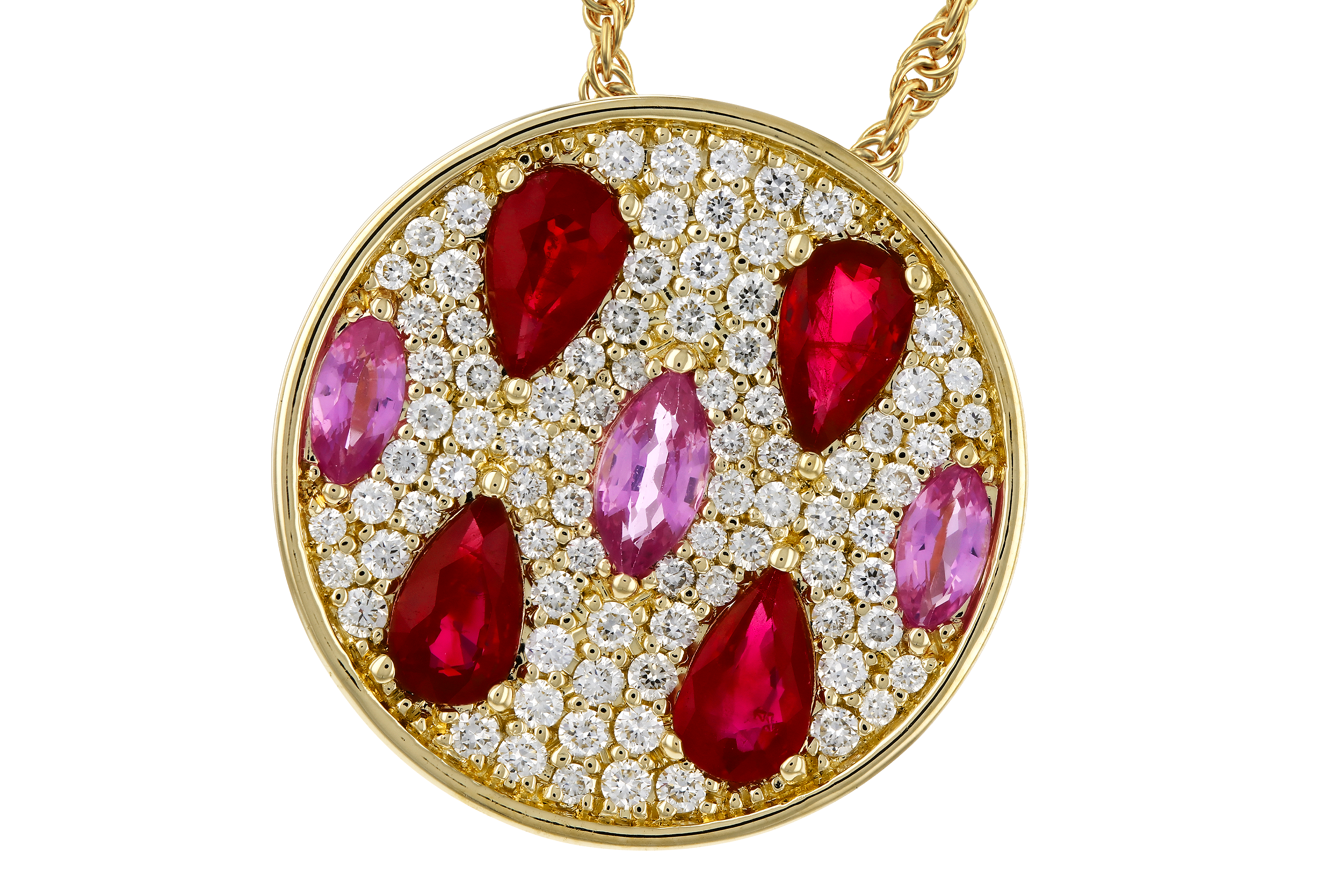 E274-72107: NECK 1.42 TW PRECIOUS (RUBY & PINK SAPP) 1.82 TGW