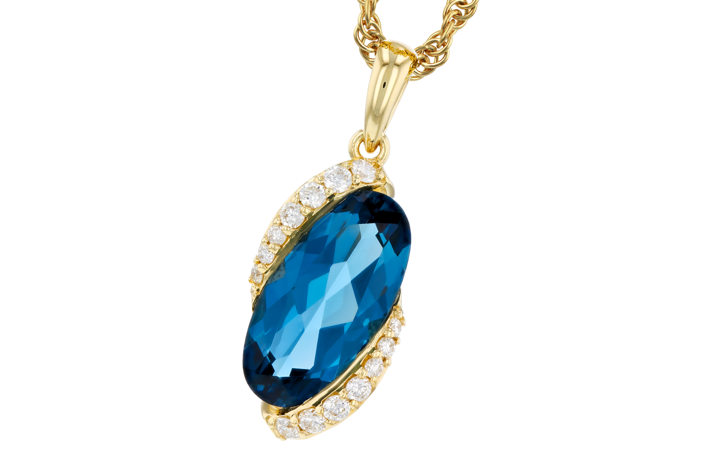 E275-57580: NECK 2.25 LONDON BLUE TOPAZ 2.37 TGW (12x6MM LBT)