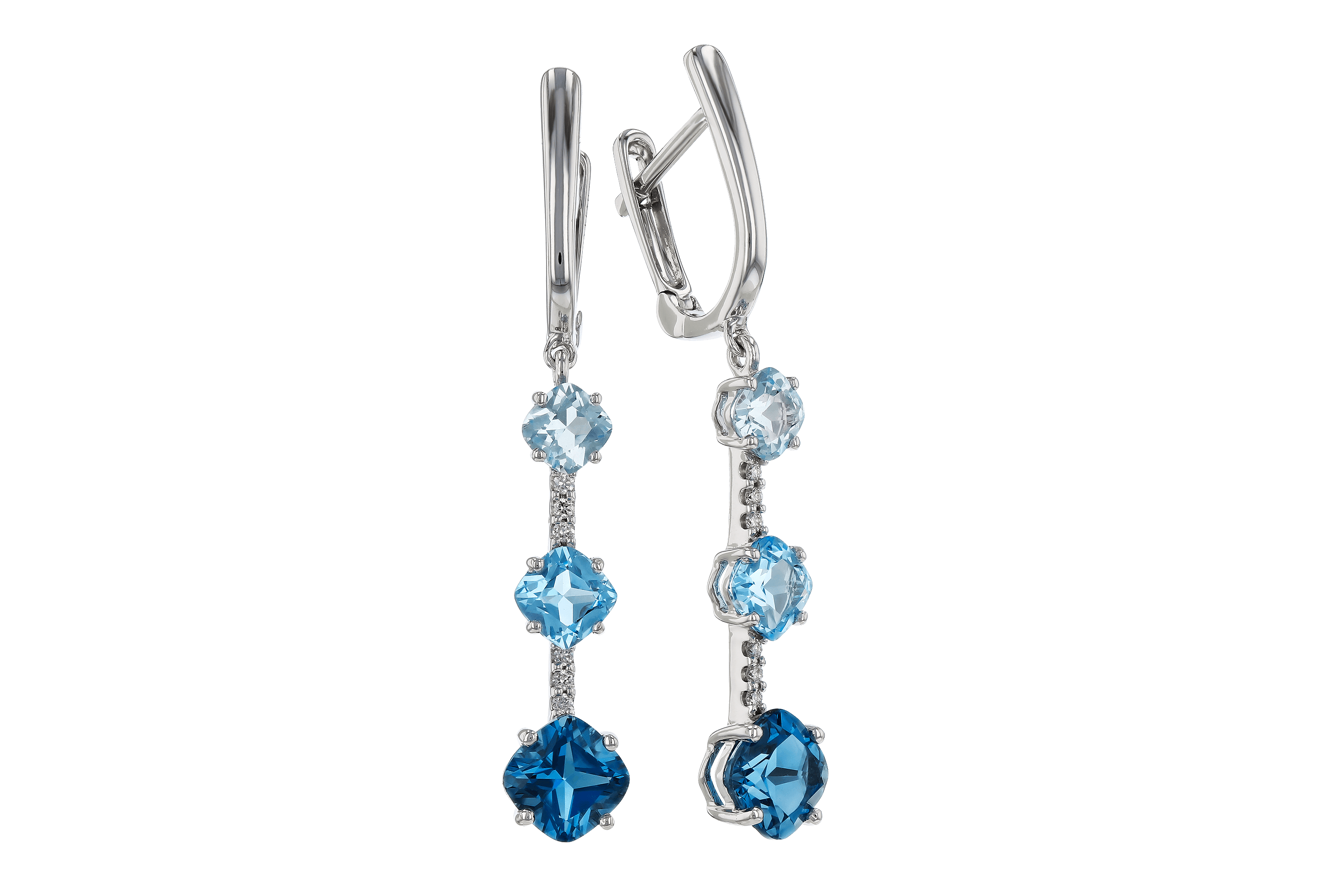 F274-64889: EARRINGS 2.41 TW BLUE TOPAZ 2.45 TGW