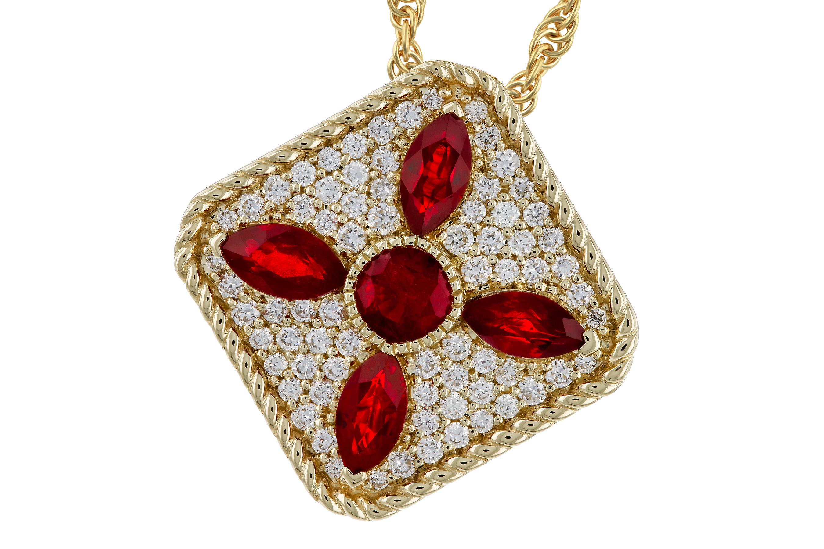F274-68471: NECKLACE .81 TW RUBY 1.12 TGW