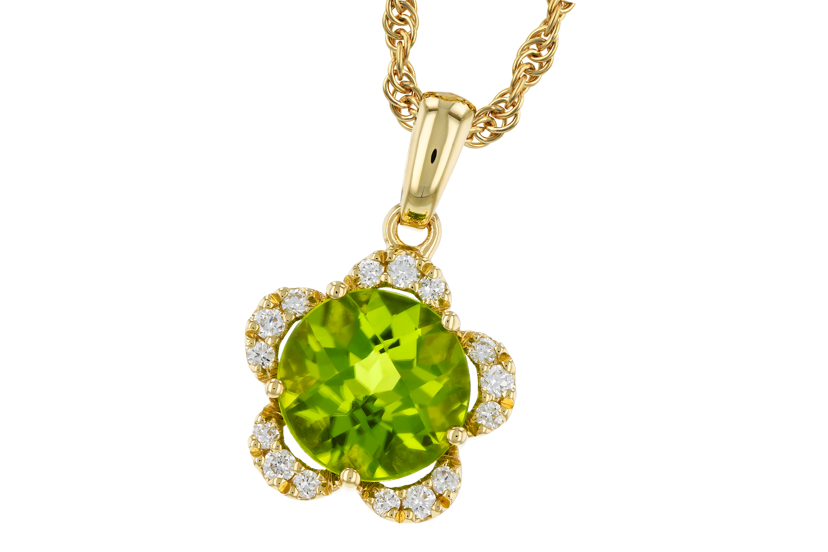 F274-72107: NECKLACE 2.16 PERIDOT 2.28 TGW (8MM RD)