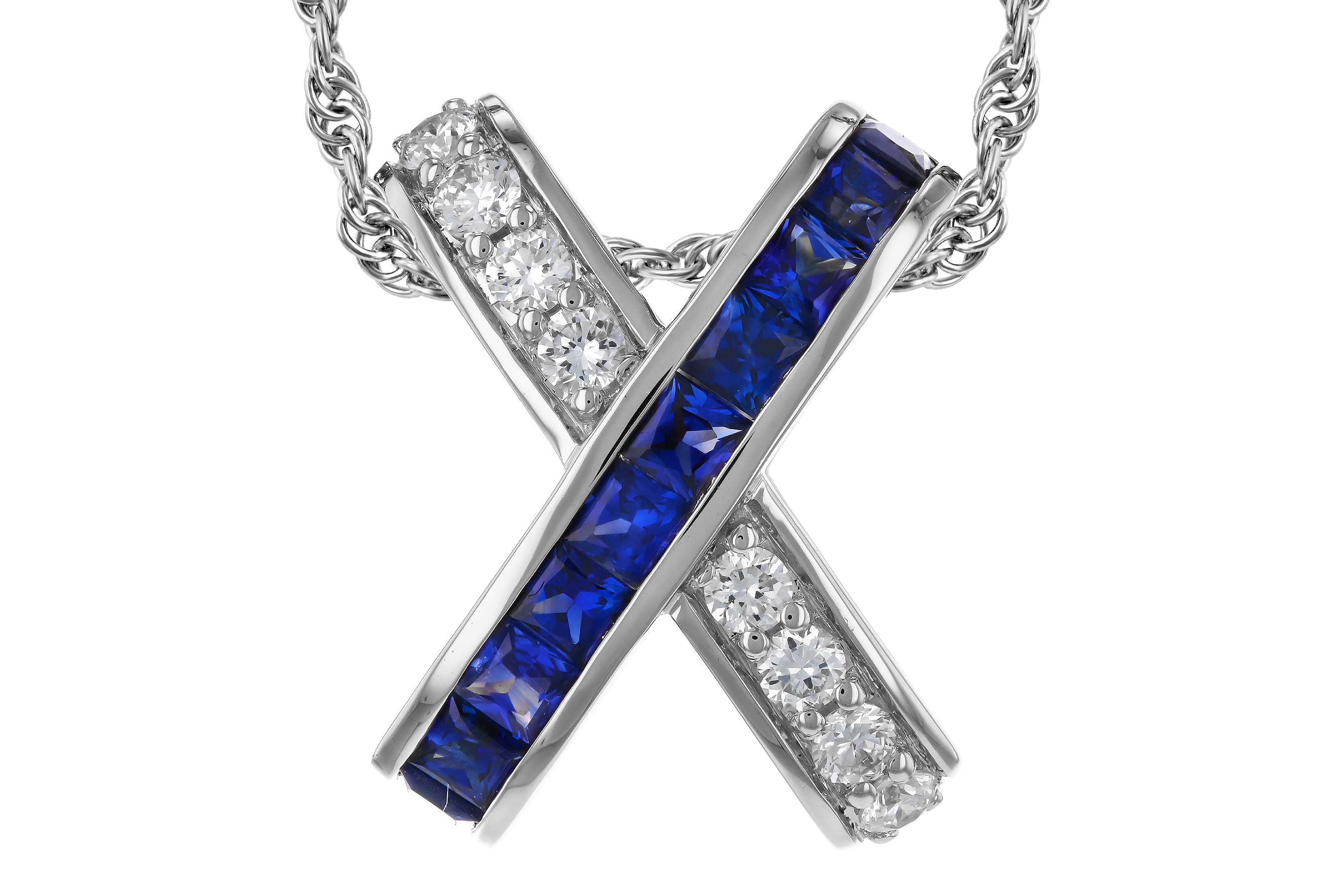 F274-72125: NECKLACE .60 TW SAPPHIRE .77 TGW