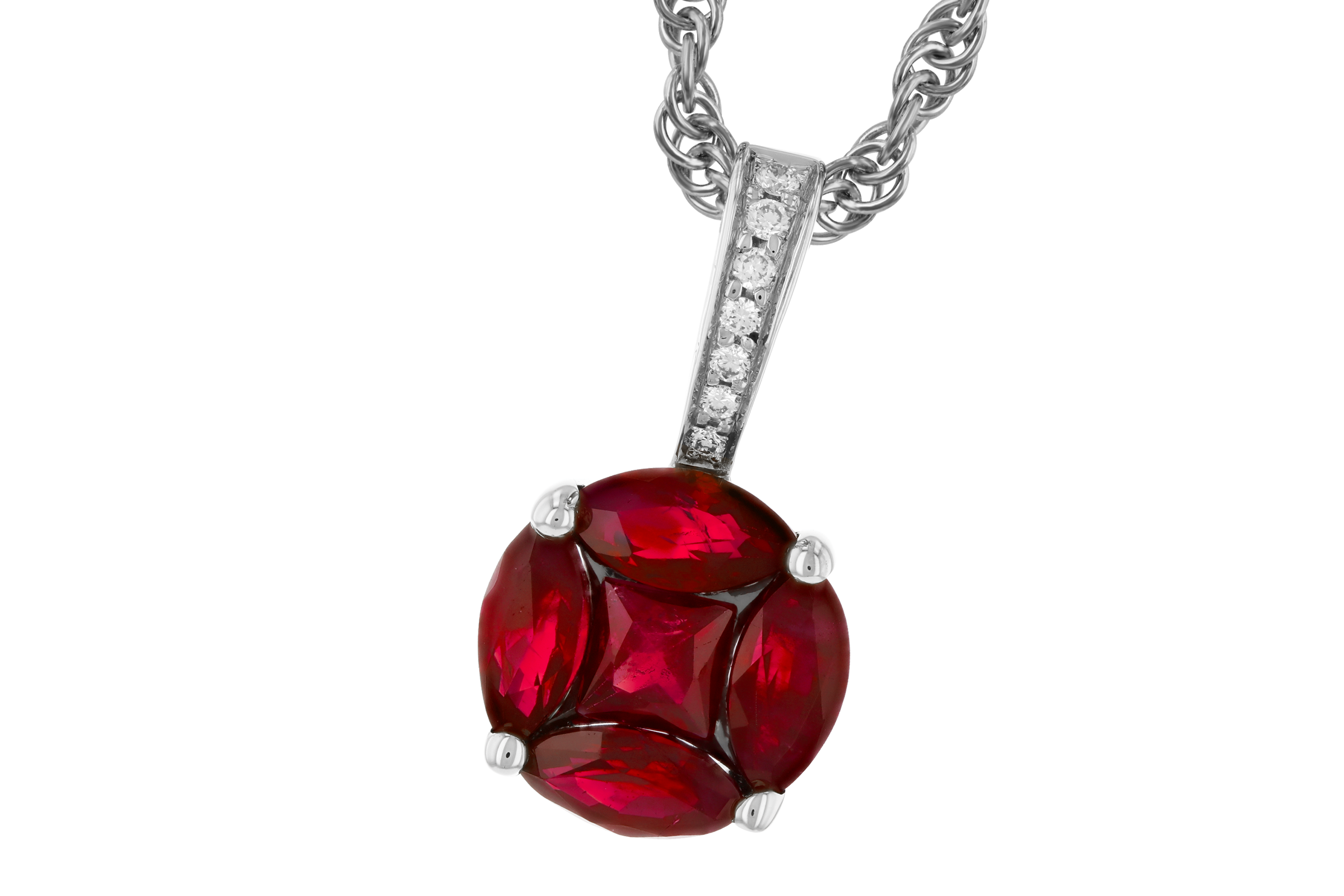 F275-54898: NECKLACE .80 RUBY .82 TW