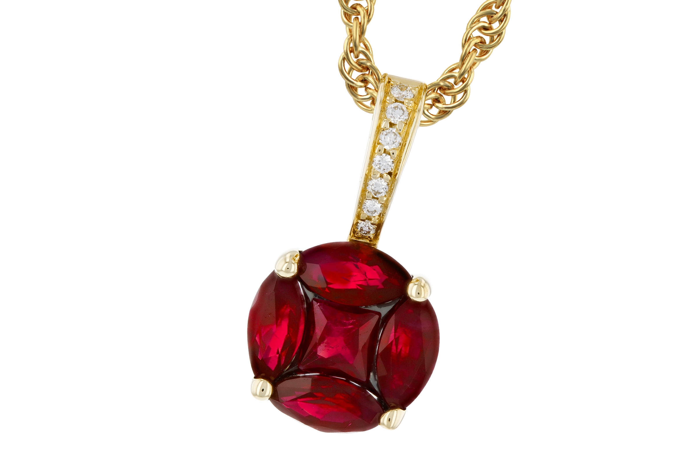 F275-54898: NECKLACE .80 RUBY .82 TW