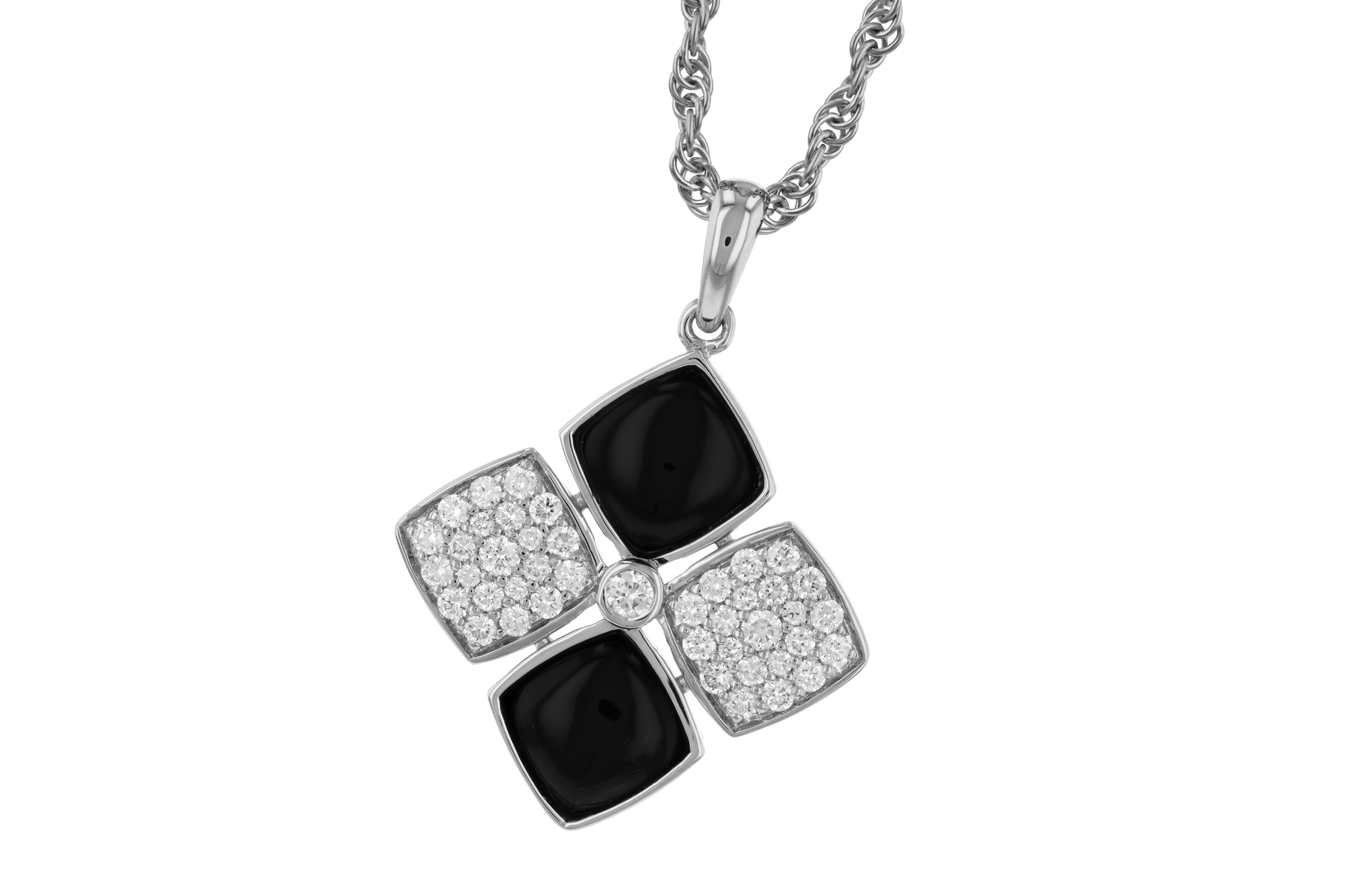 F275-55807: NECKLACE 1.23 TW ONYX 1.50 TGW
