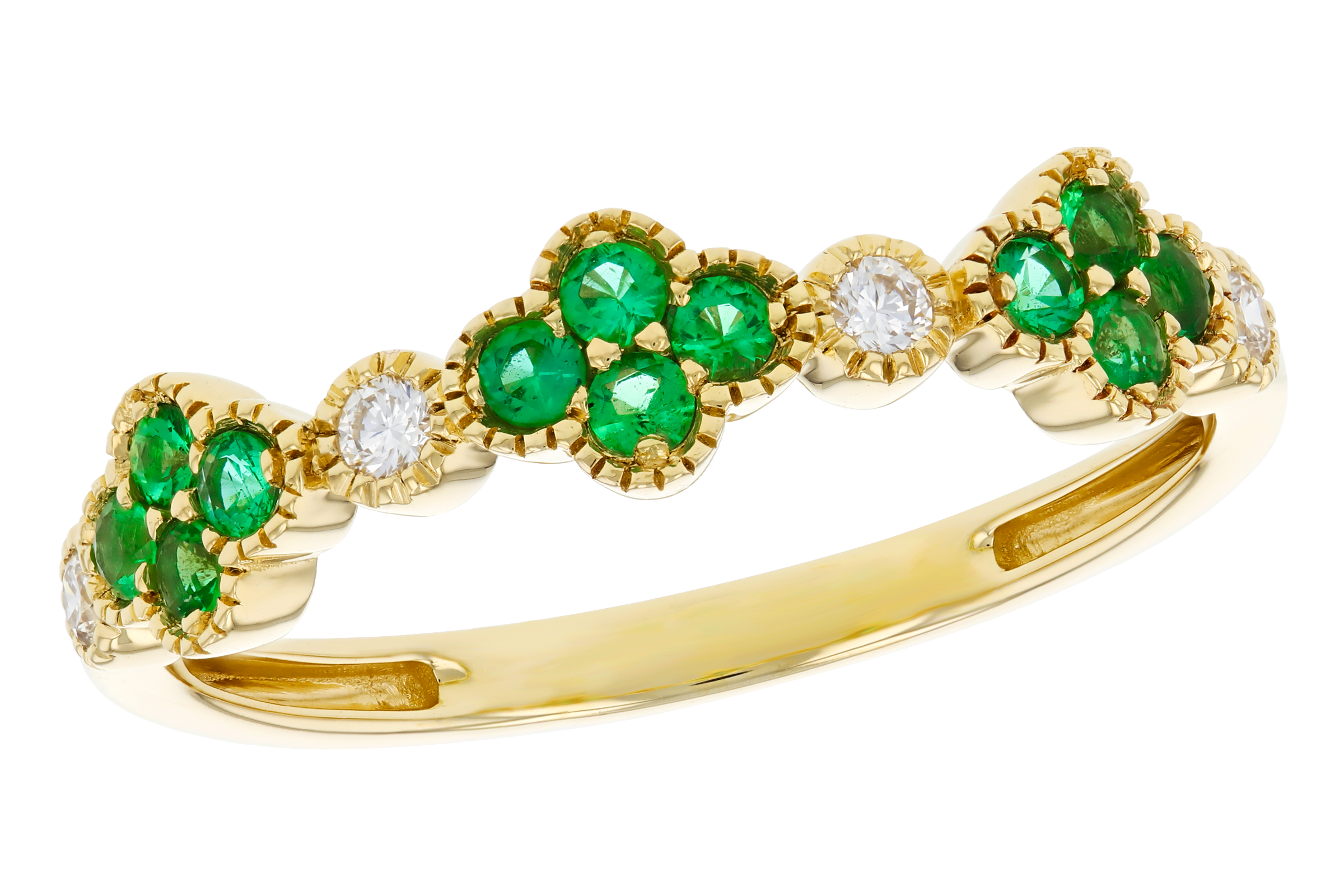 F275-57571: LDS WED RG .18 TW EMERALD .26 TGW