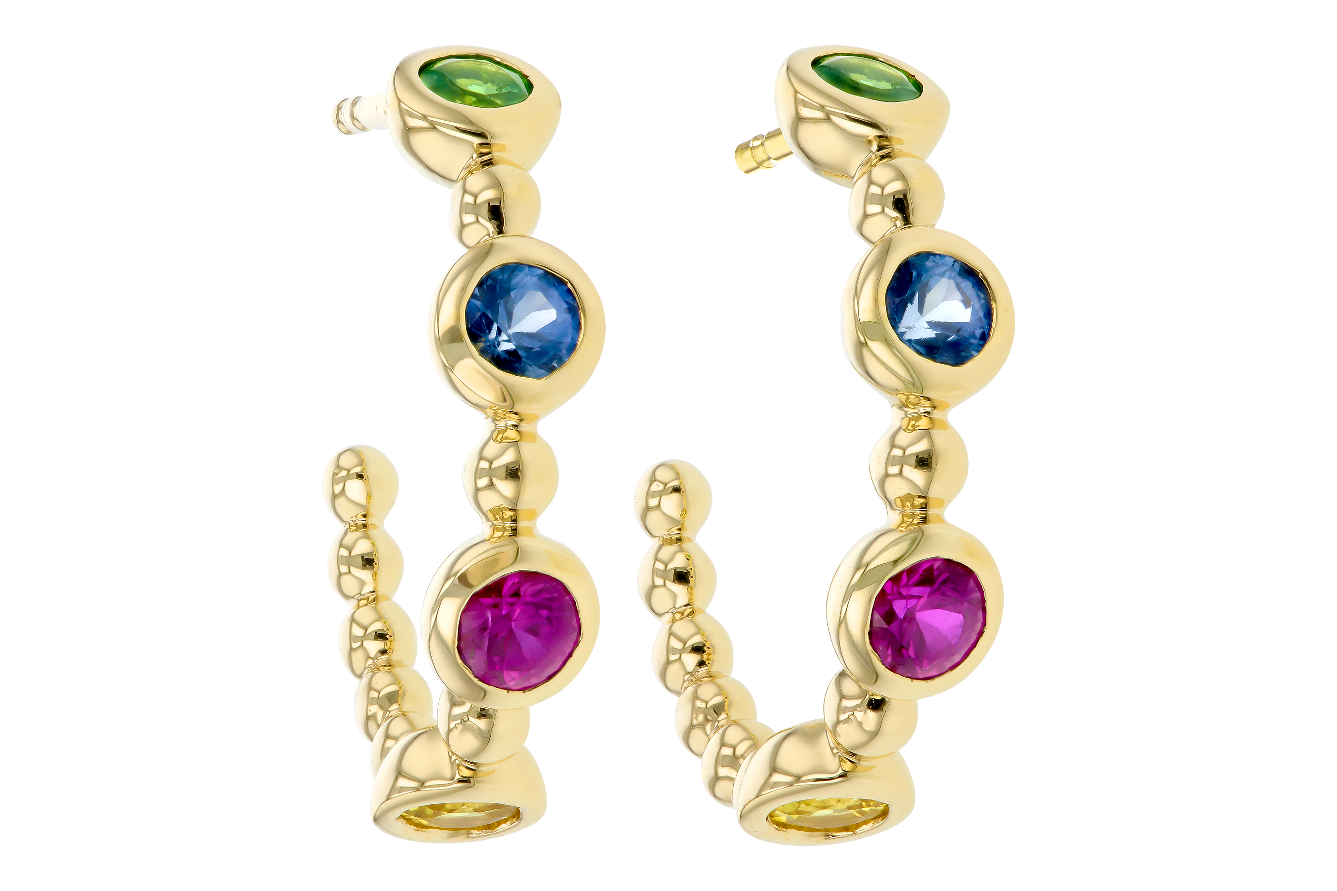 G275-54825: EARR .68 TW MULTI-COLOR SAPPH & GREEN GARNET