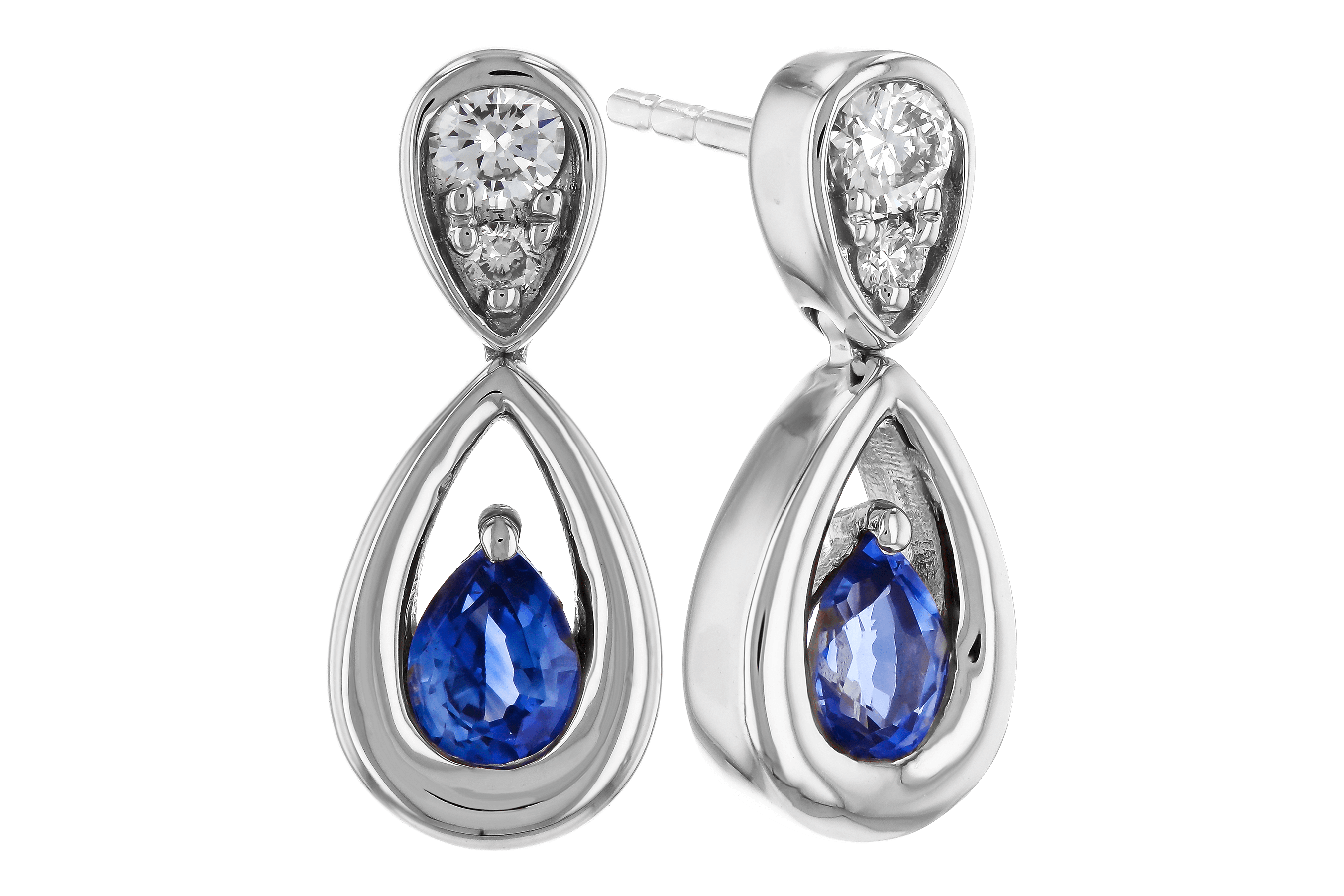 H274-66680: EARRINGS .42 SAPPHIRE .54 TGW (4x3 SAPP)