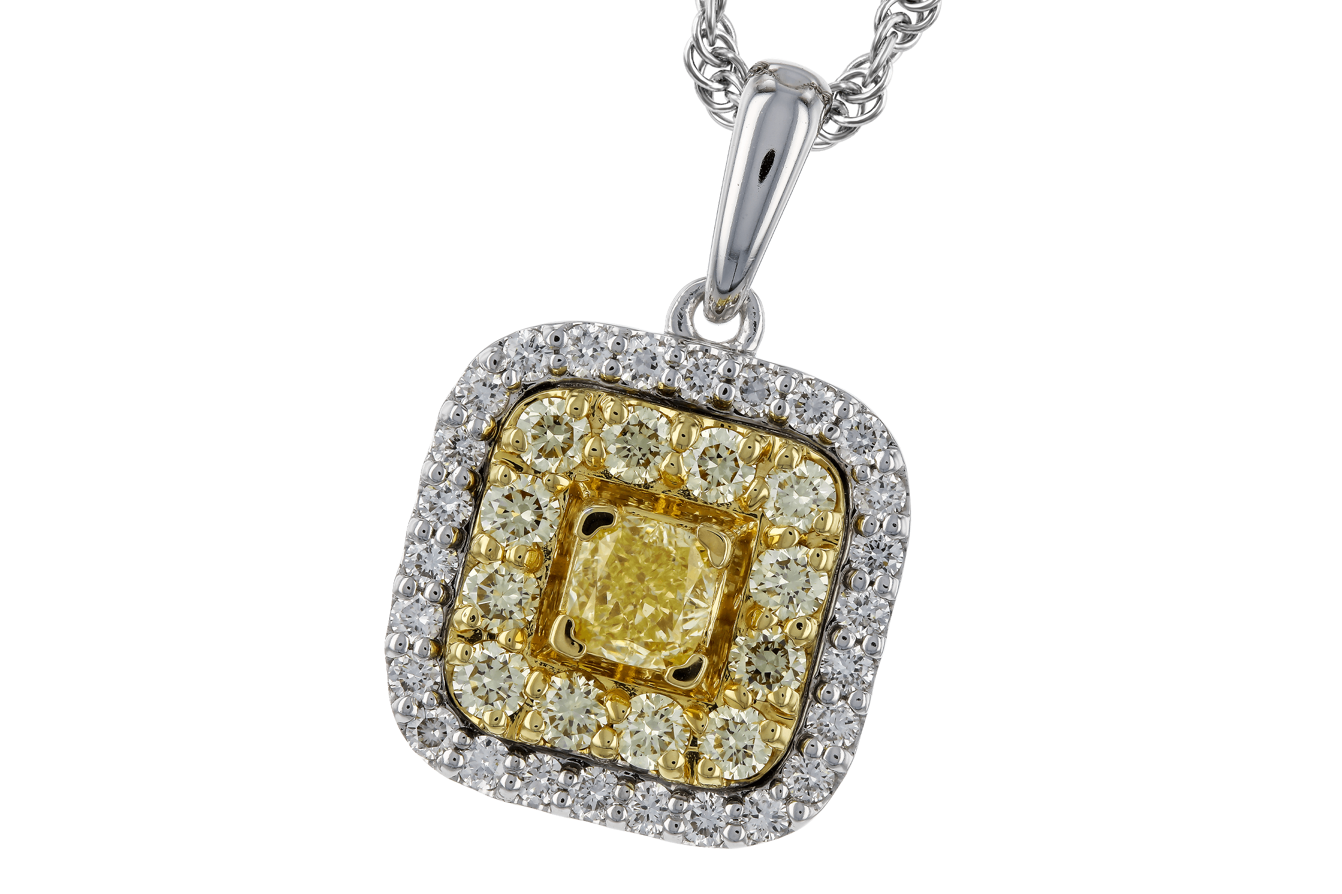 H274-67598: NECK .23 FANCY YELLOW DIAMONDS .65 TW