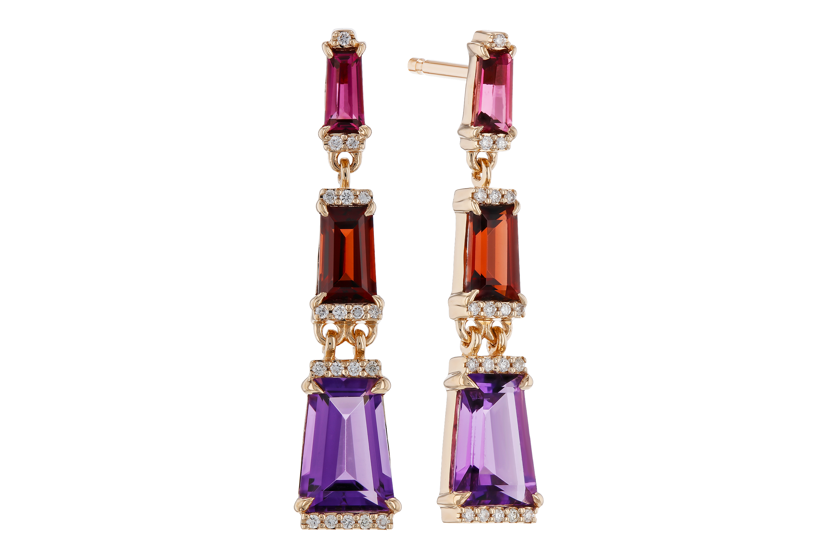 H274-67616: EARRINGS 1.98 SEMI-PREC (PT,GT,AMY) 2.05 TGW