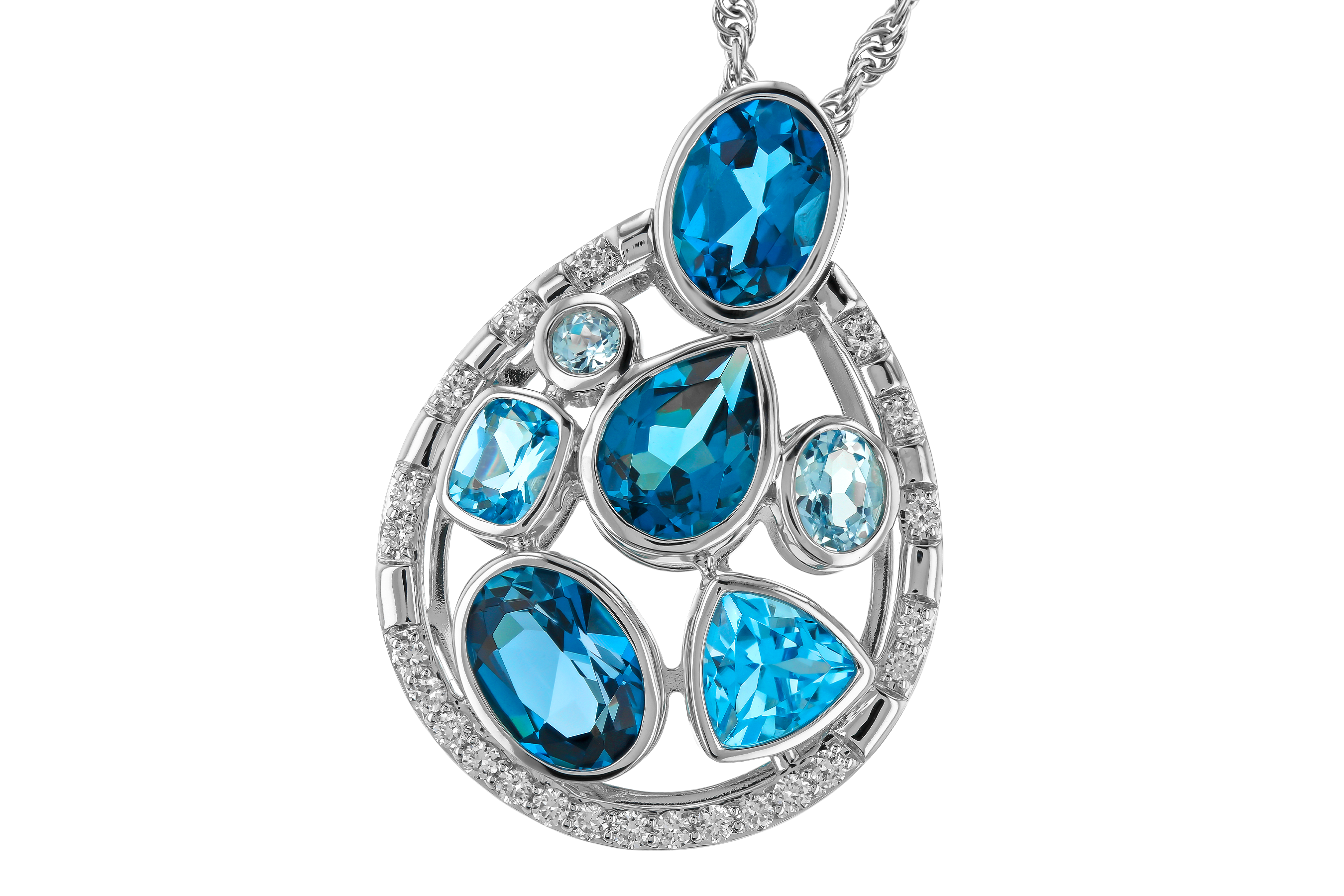 H274-69407: NECKLACE 3.23 TW BLUE TOPAZ 3.38 TGW