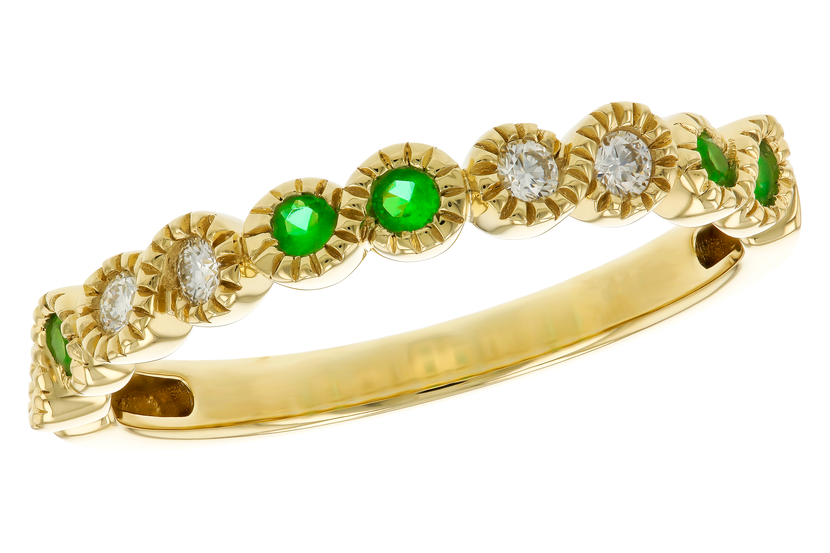 H274-70343: LDS WED RG .11 TW EMERALD .20 TGW