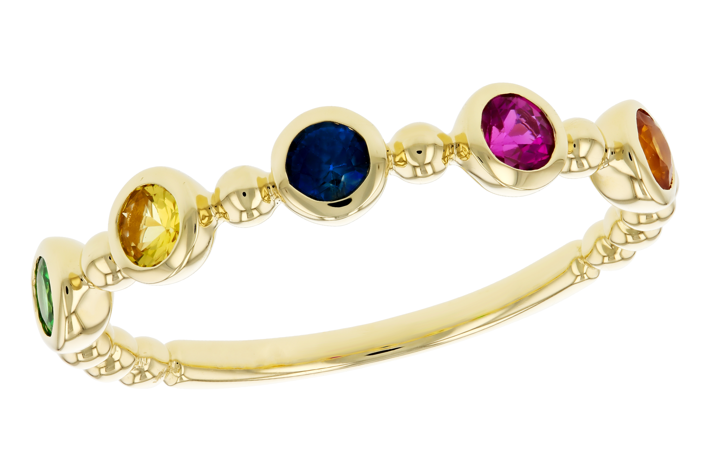 H275-54825: LDS WED RG .52 TW MULTI-COLOR SAPPH & GREEN GARNET