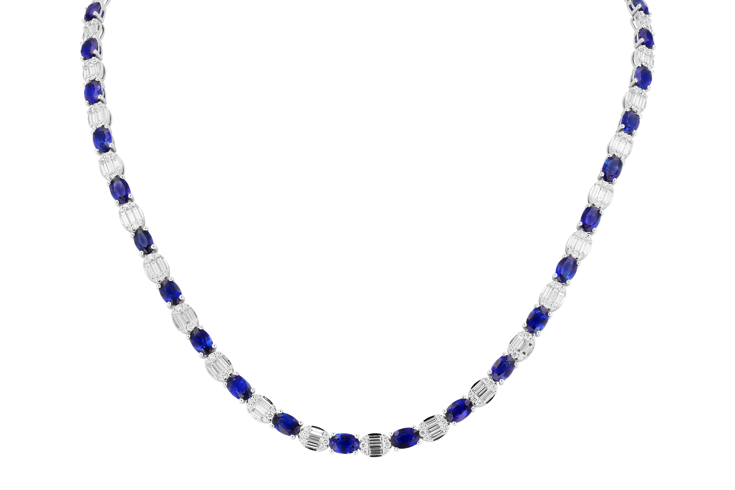 H275-56643: NECKLACE 17.68 TW SAPPHIRE 21.82 TGW (17")