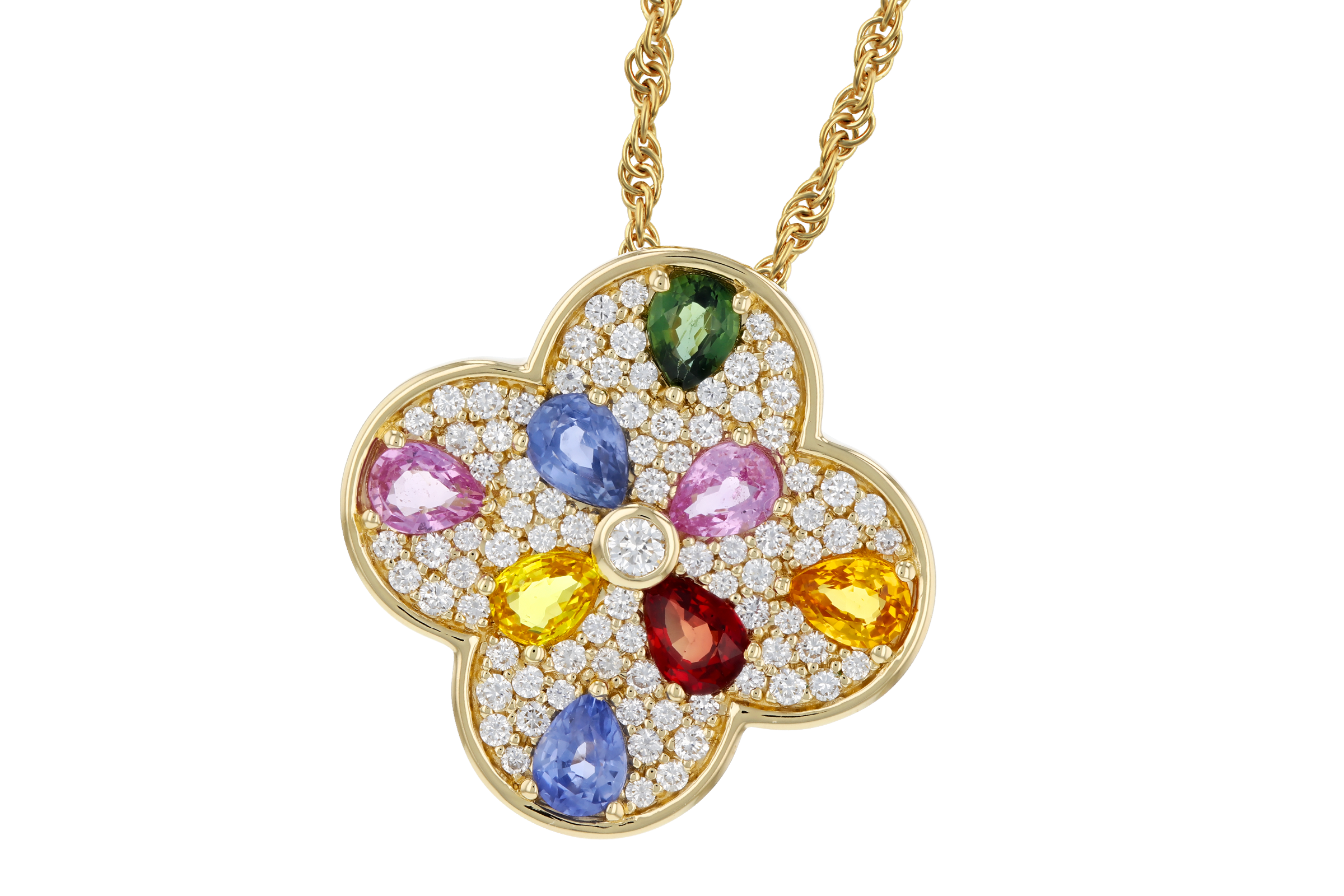 H275-57589: NECKLACE 1.40 MULTI-COLOR SAPPH 1.82 TGW