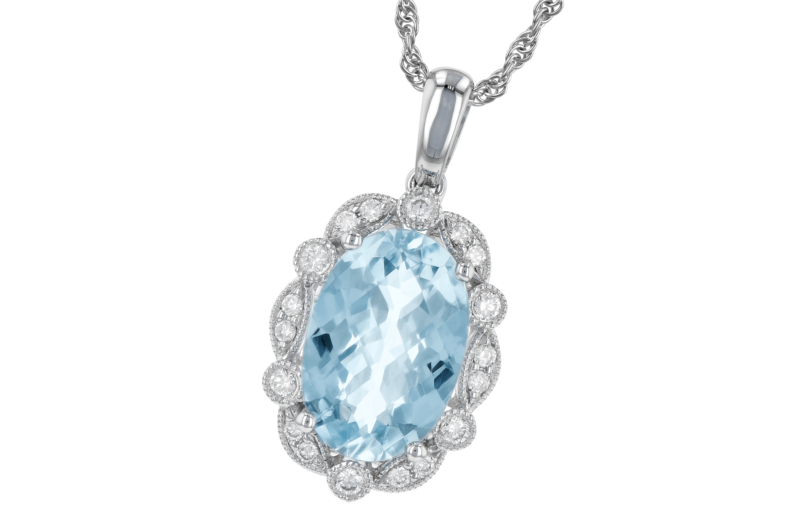 K190-14852: NECKLACE 2.40 AQUA 2.57 TGW (12x8MM AQ)