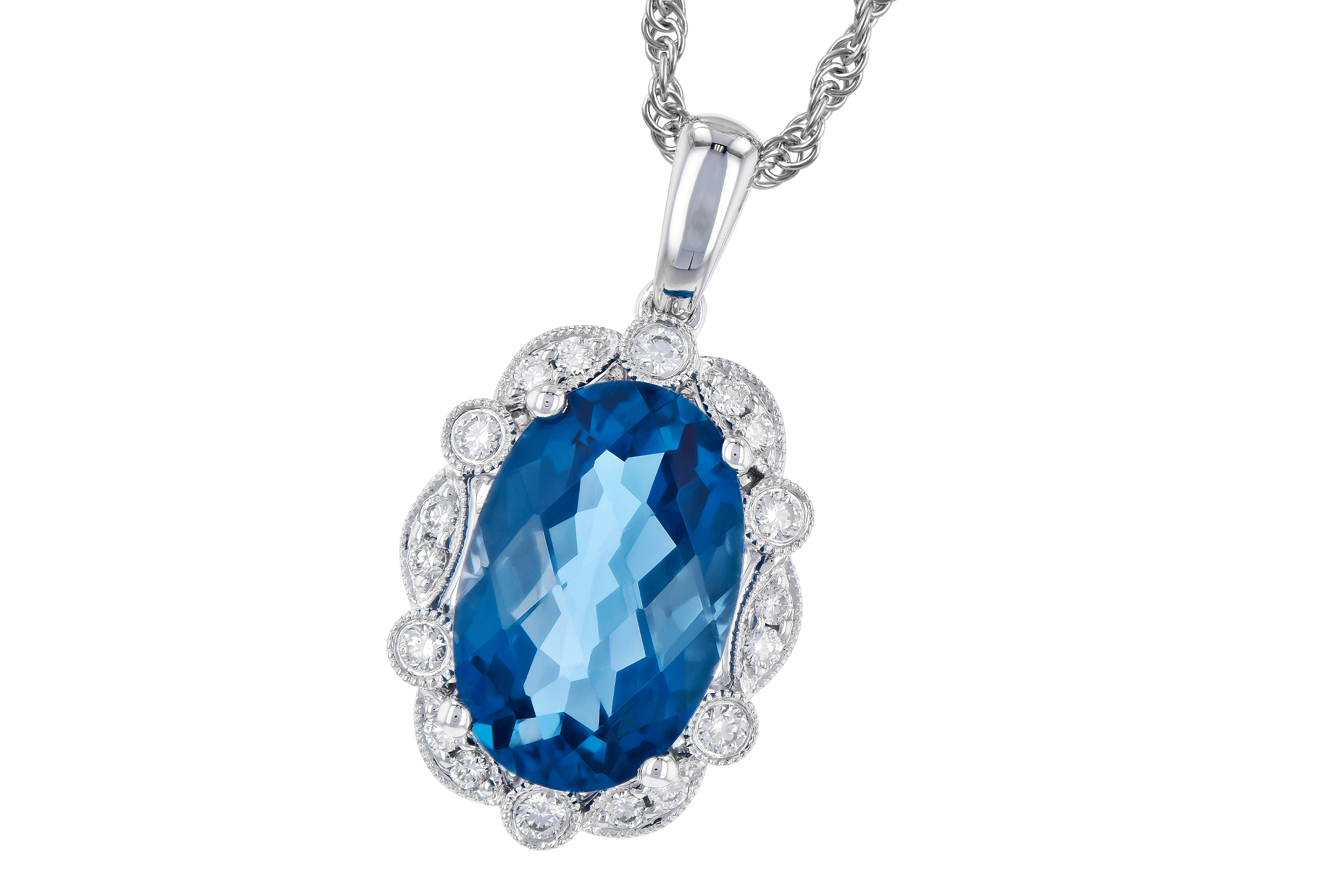 K272-90325: NECK 3.60 LONDON BLUE TOPAZ 3.77 TGW (12x8MM LBT)