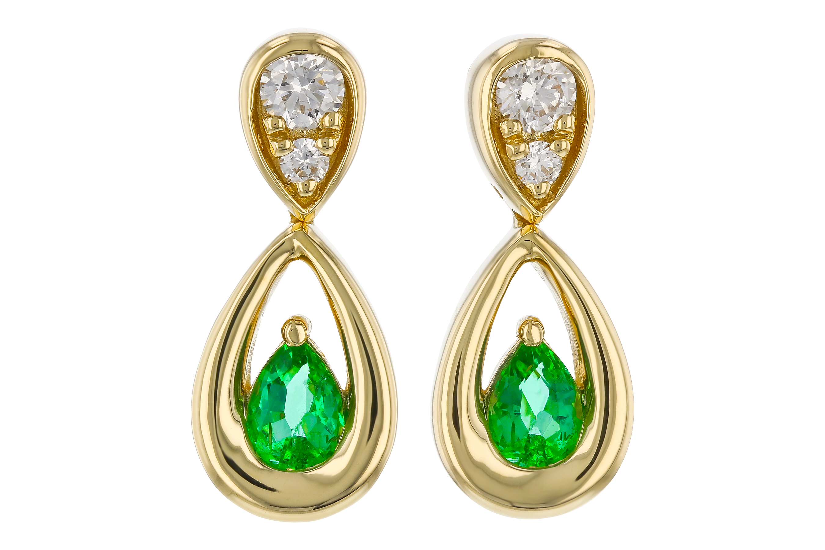 K274-67598: EARRINGS .20 EMERALD .32 TGW (4x3 EMER)