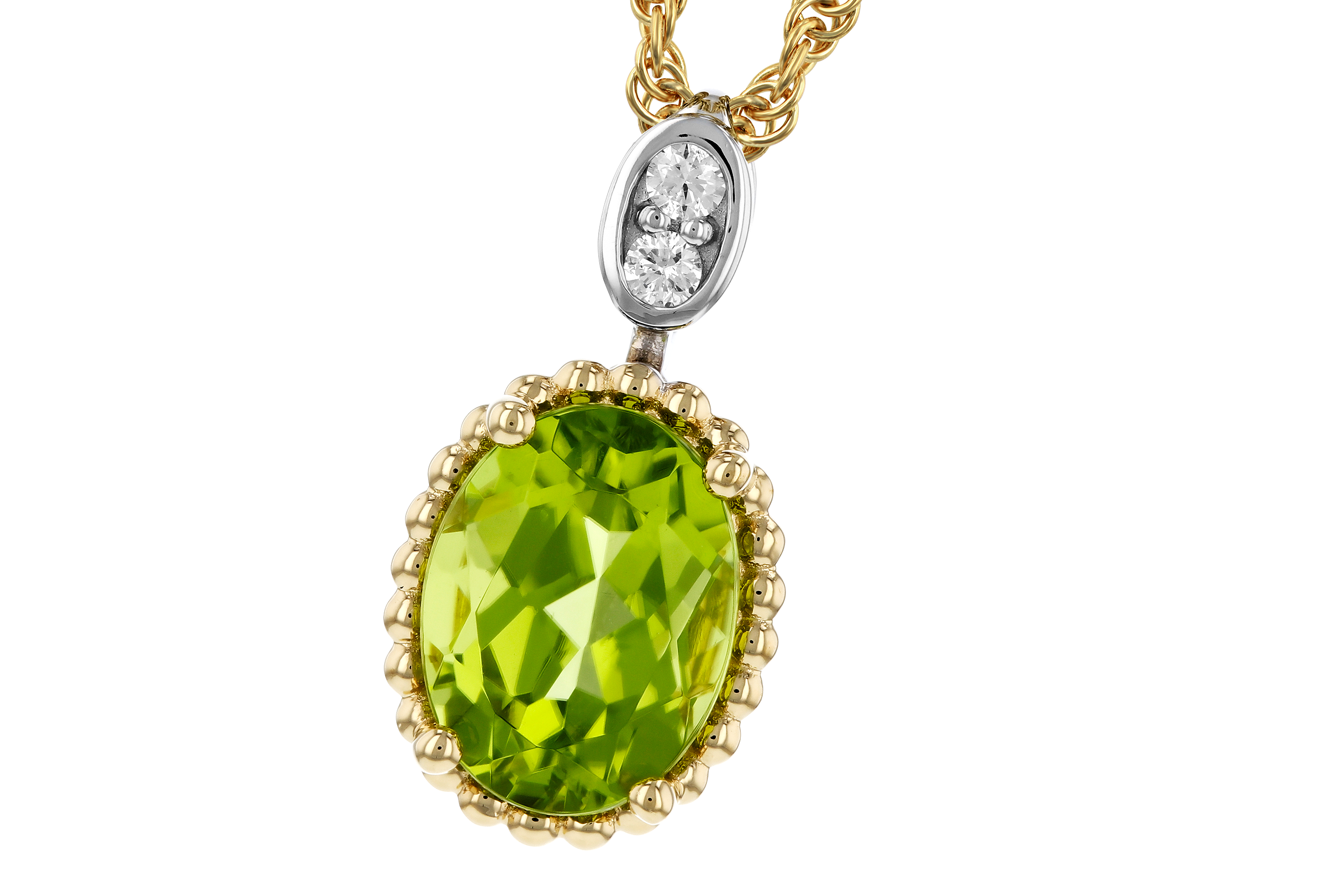 K274-71252: NECKLACE 1.22 PERIDOT 1.25 TGW (8x6MM OV)