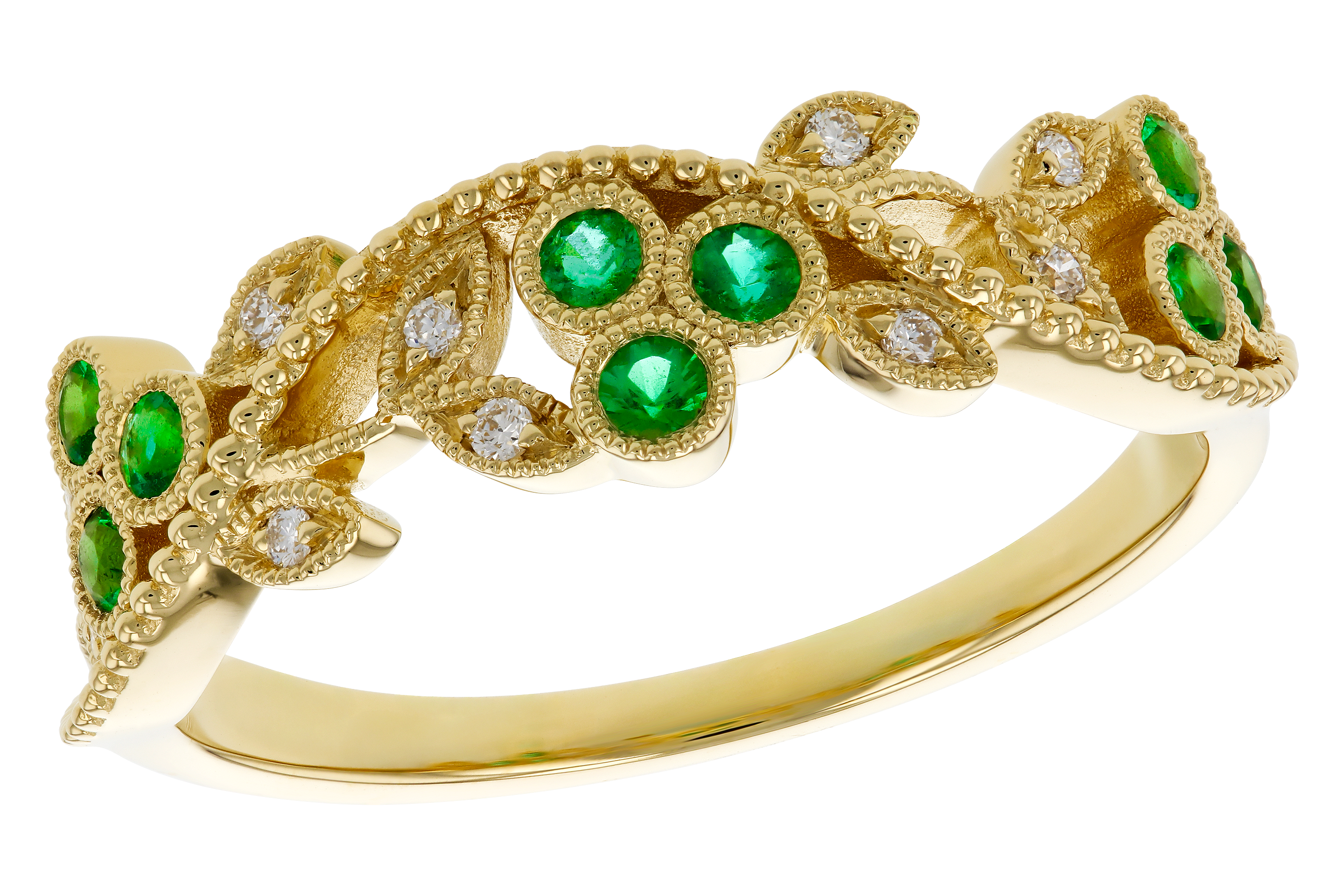 K274-72098: LDS WED RG .17 EMERALD TW .23 TGW