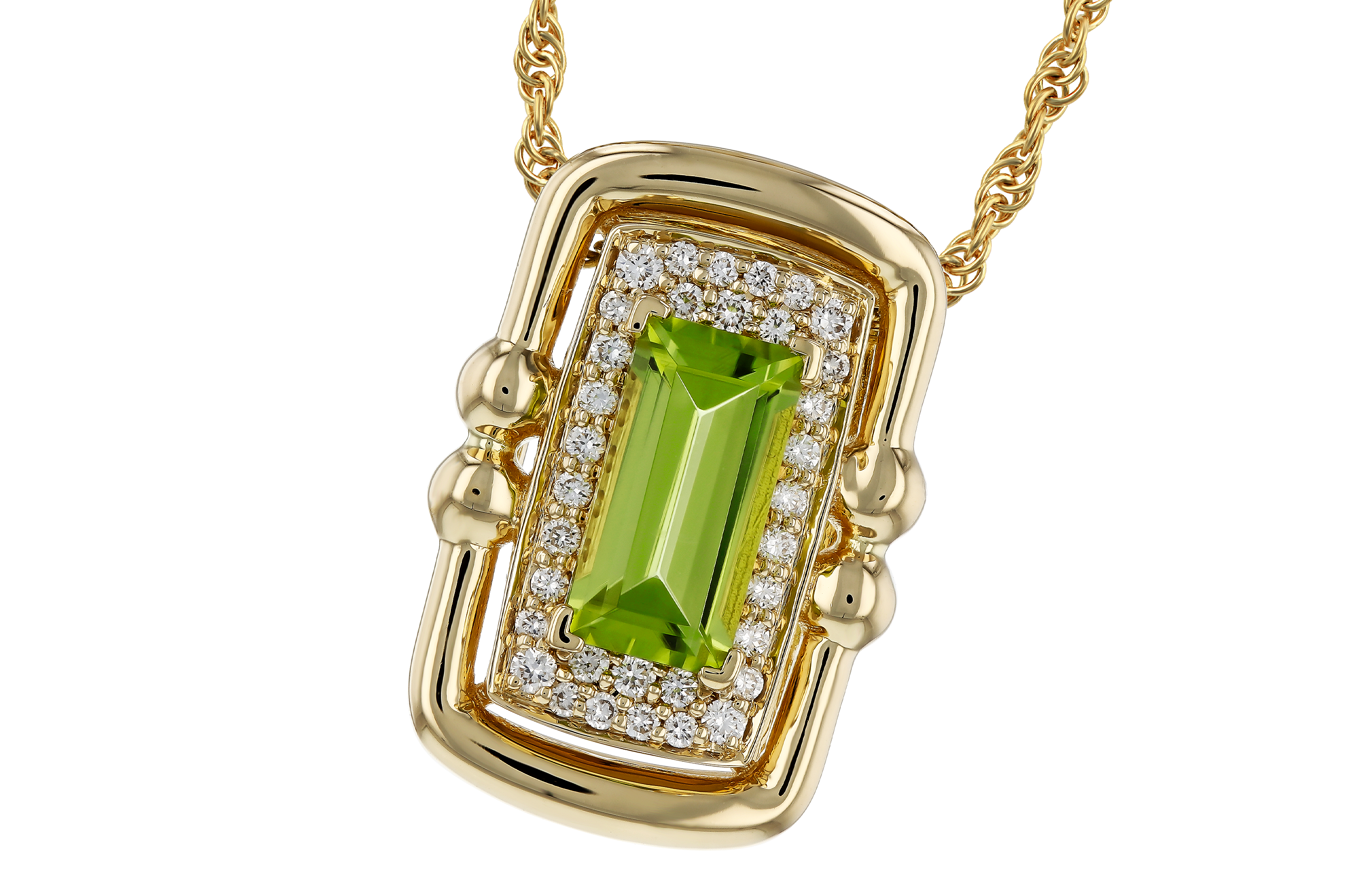 K274-72125: NECKLACE .72 PERIDOT .84 TGW (8x4MM PER)