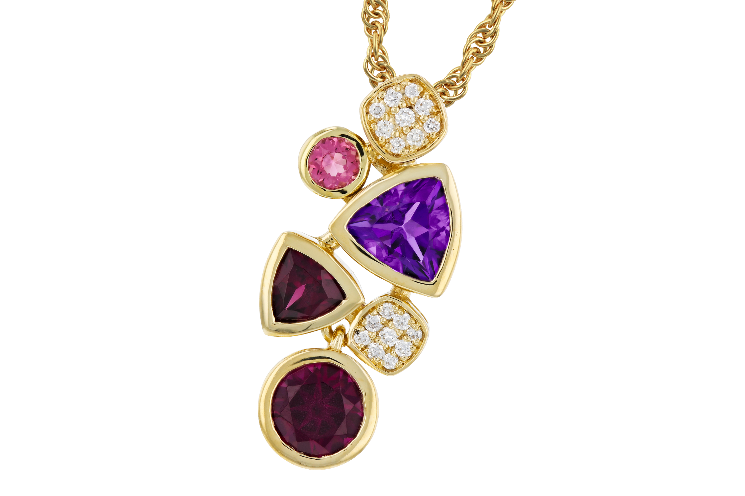 K275-56707: NECKLACE 1.34 SEMI-PREC (AM,RHO,PT) 1.40 TGW