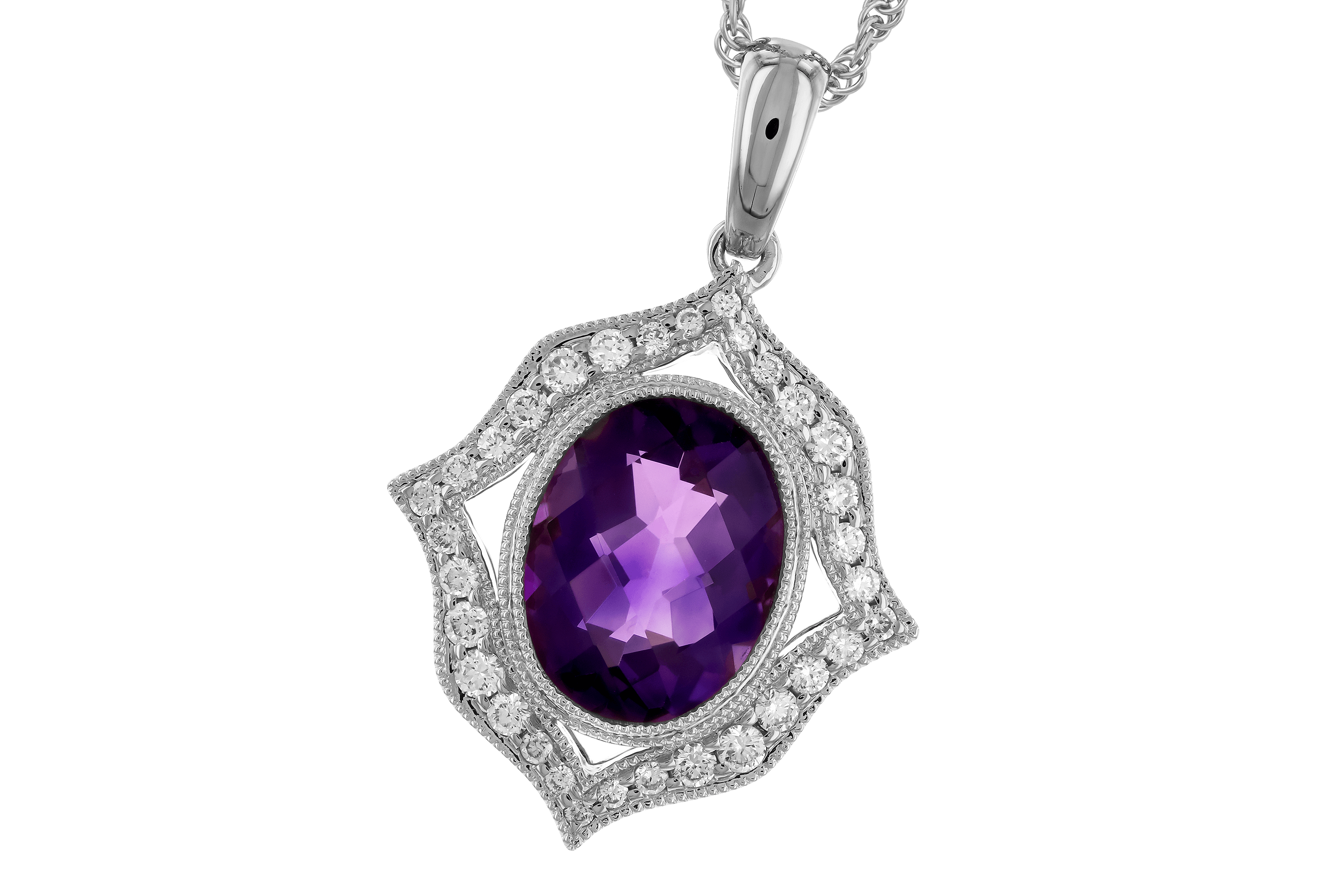 L273-79434: NECKLACE 1.52 AMETHYST 1.70 TGW (9x7 MM AMY)